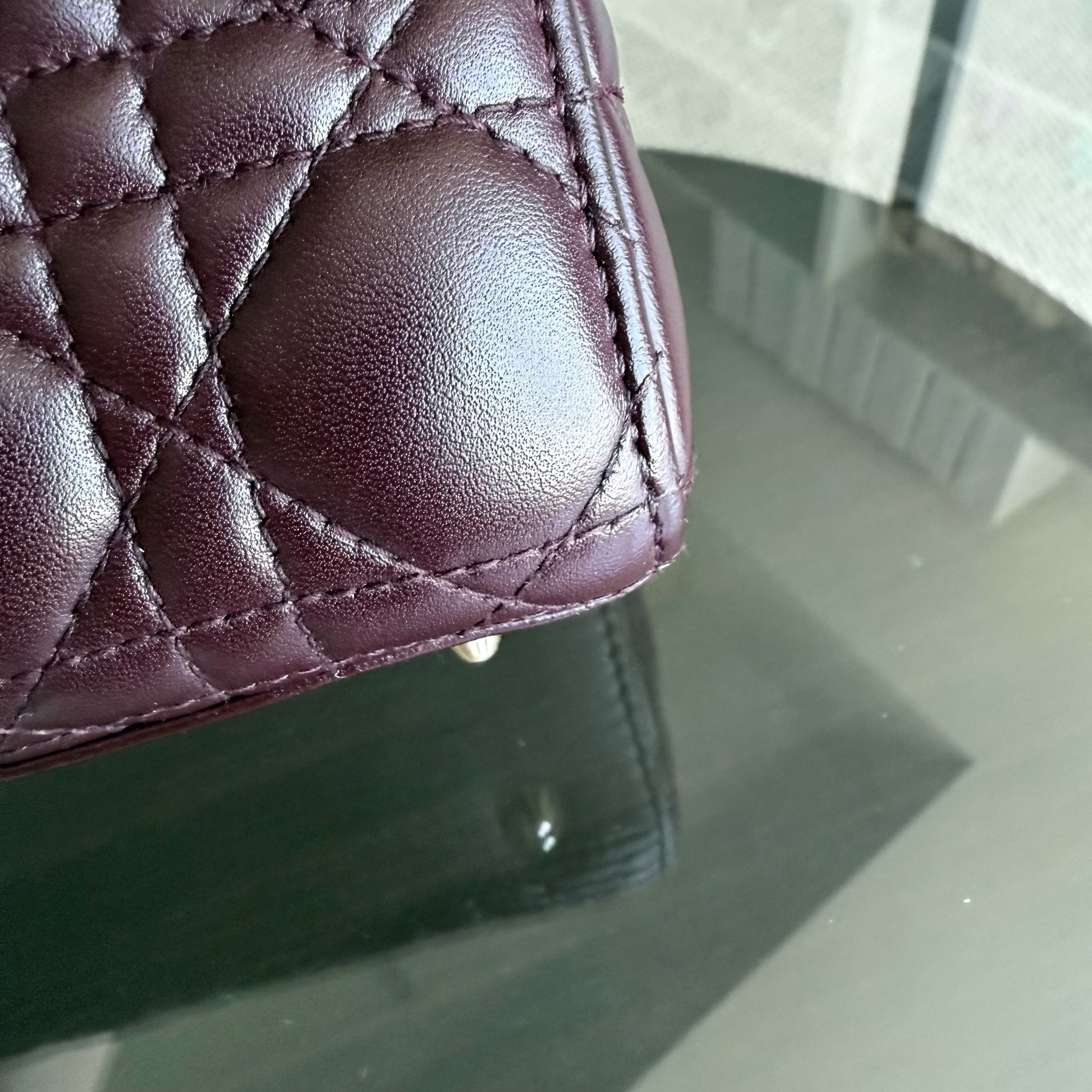 Dior Lady Small Flap - Cannage Lambskin Burgundy Dark Red Gold Hardware