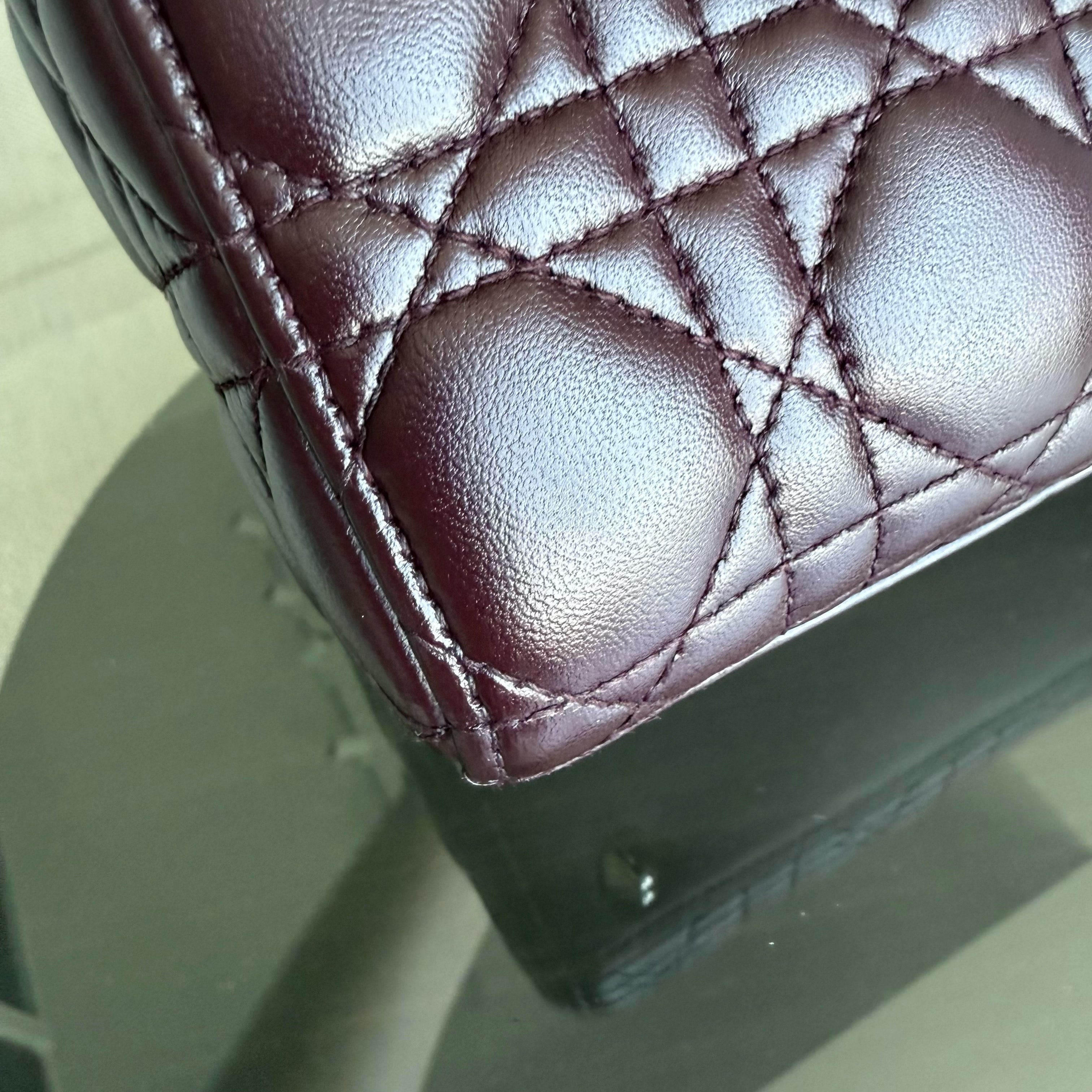 Dior Lady Small Flap - Cannage Lambskin Burgundy Dark Red Gold Hardware