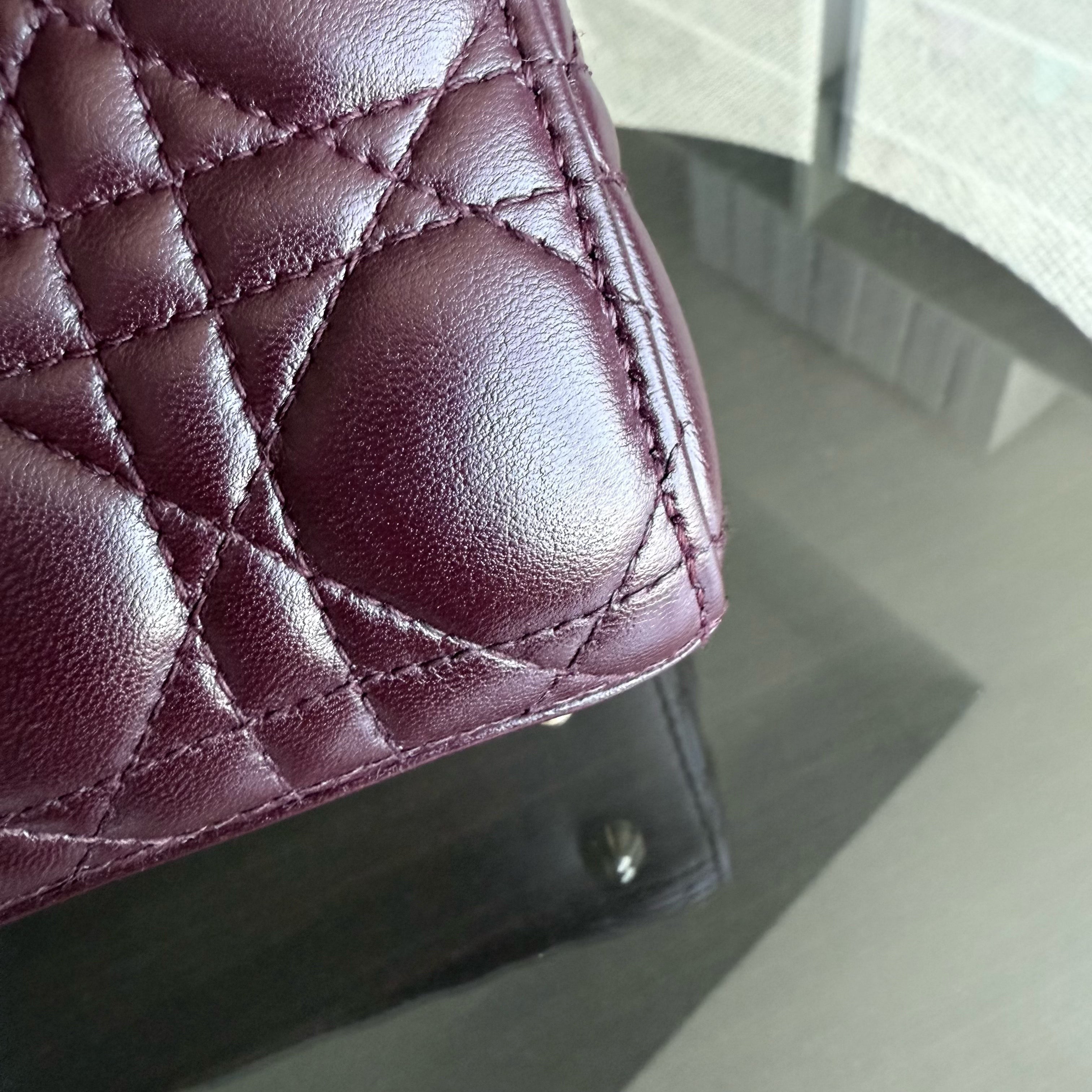 Dior Lady Small Flap - Cannage Lambskin Burgundy Dark Red Gold Hardware