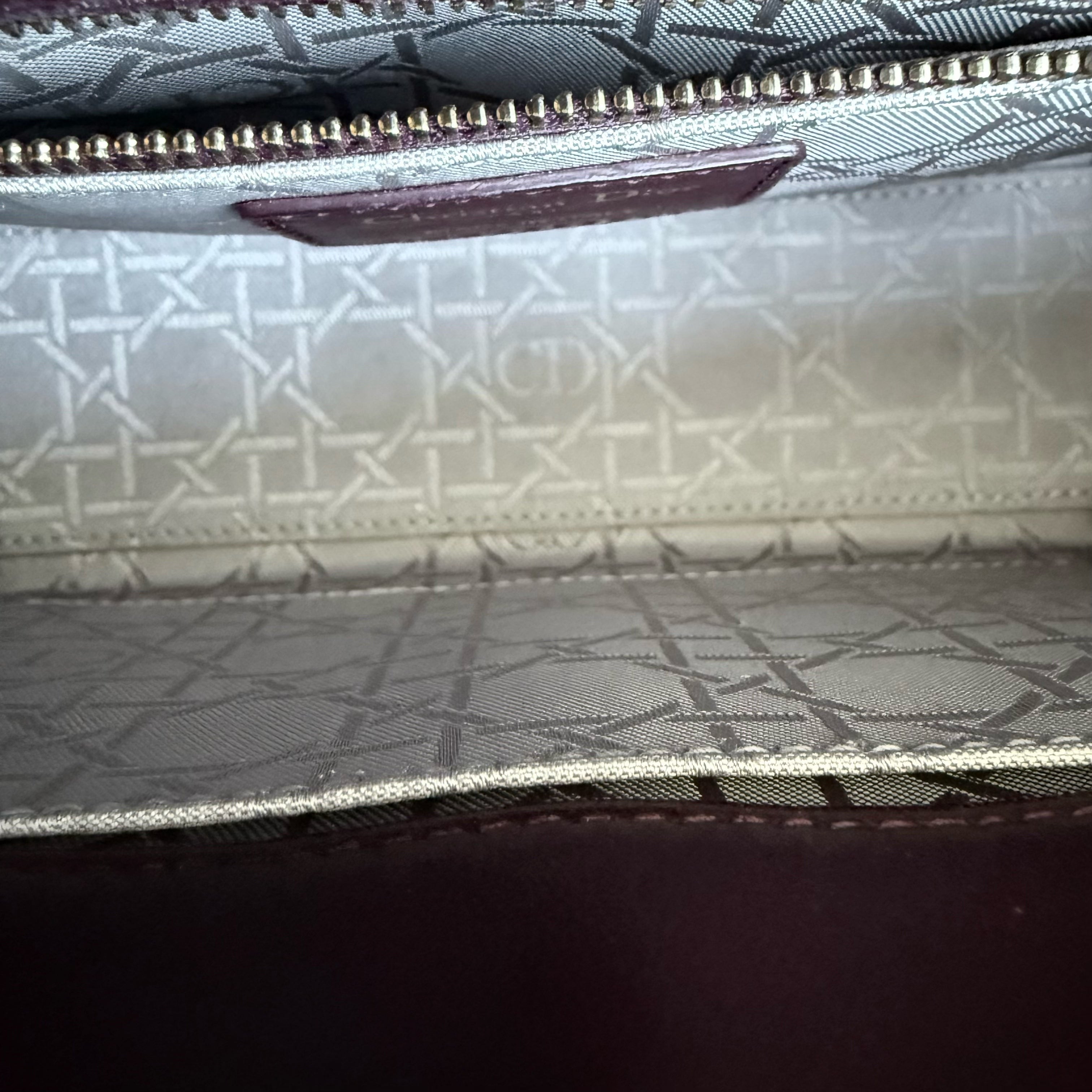 Dior Lady Small Flap - Cannage Lambskin Burgundy Dark Red Gold Hardware