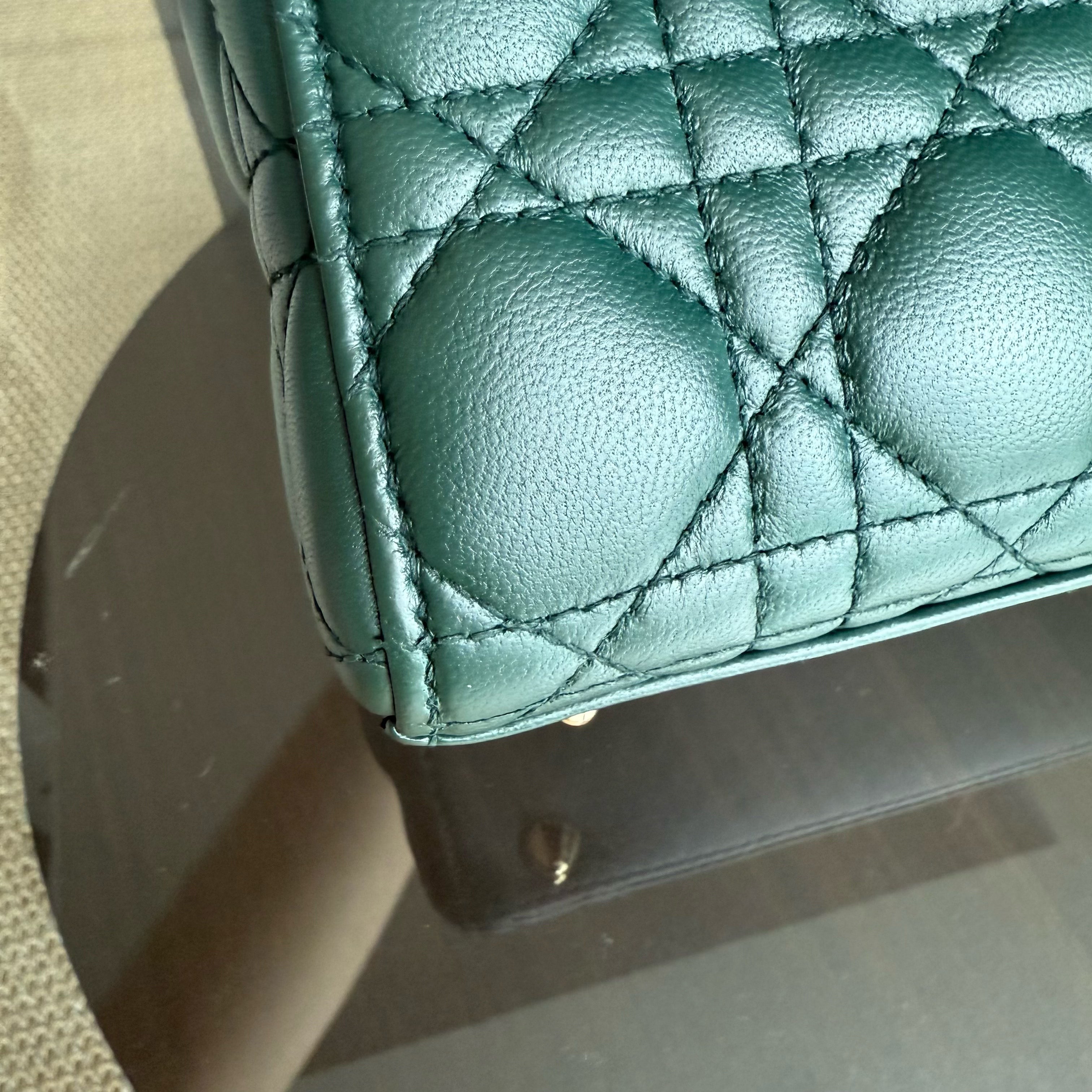 Dior Lady Small Flap - Cannage Lambskin Dark Green Gold Hardware