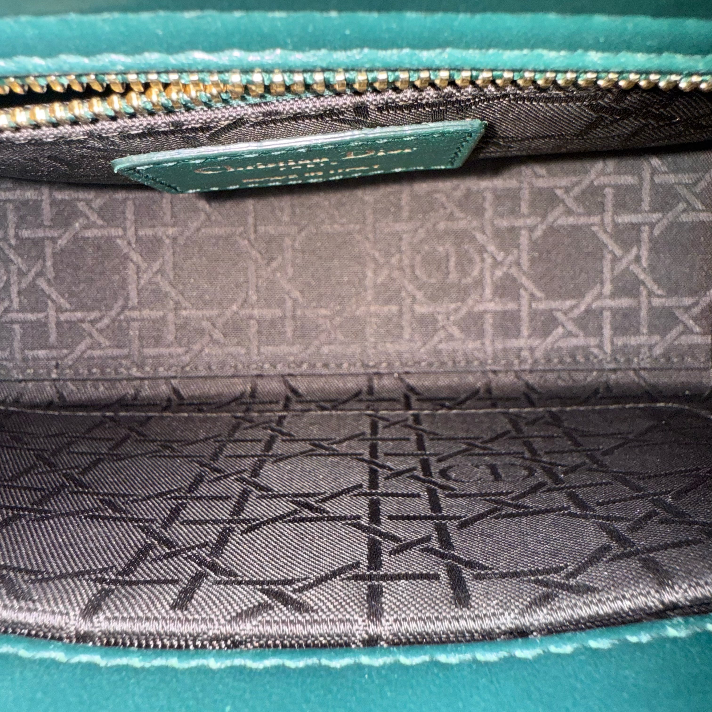 Dior Lady Small Flap - Cannage Lambskin Dark Green Gold Hardware