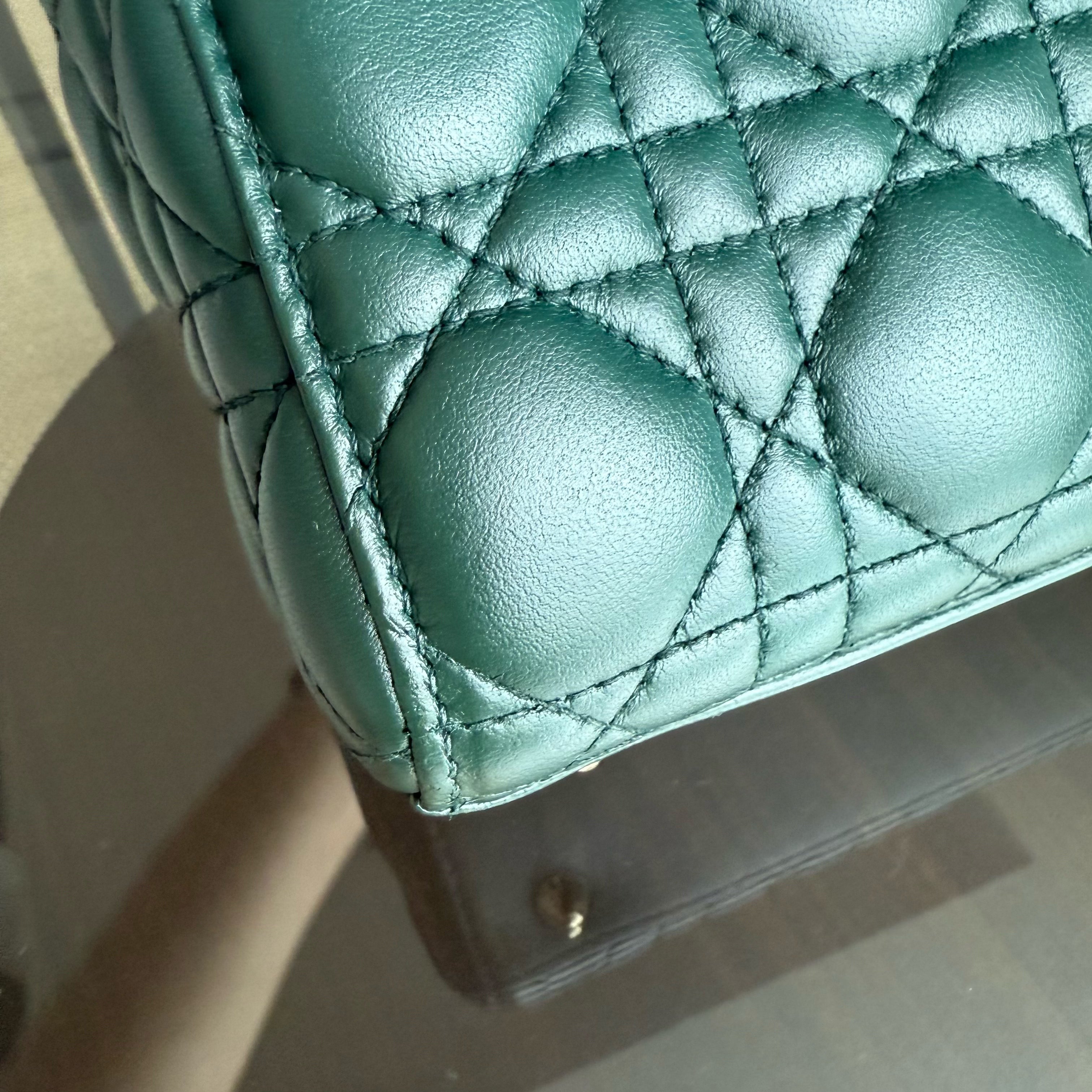 Dior Lady Small Flap - Cannage Lambskin Dark Green Gold Hardware