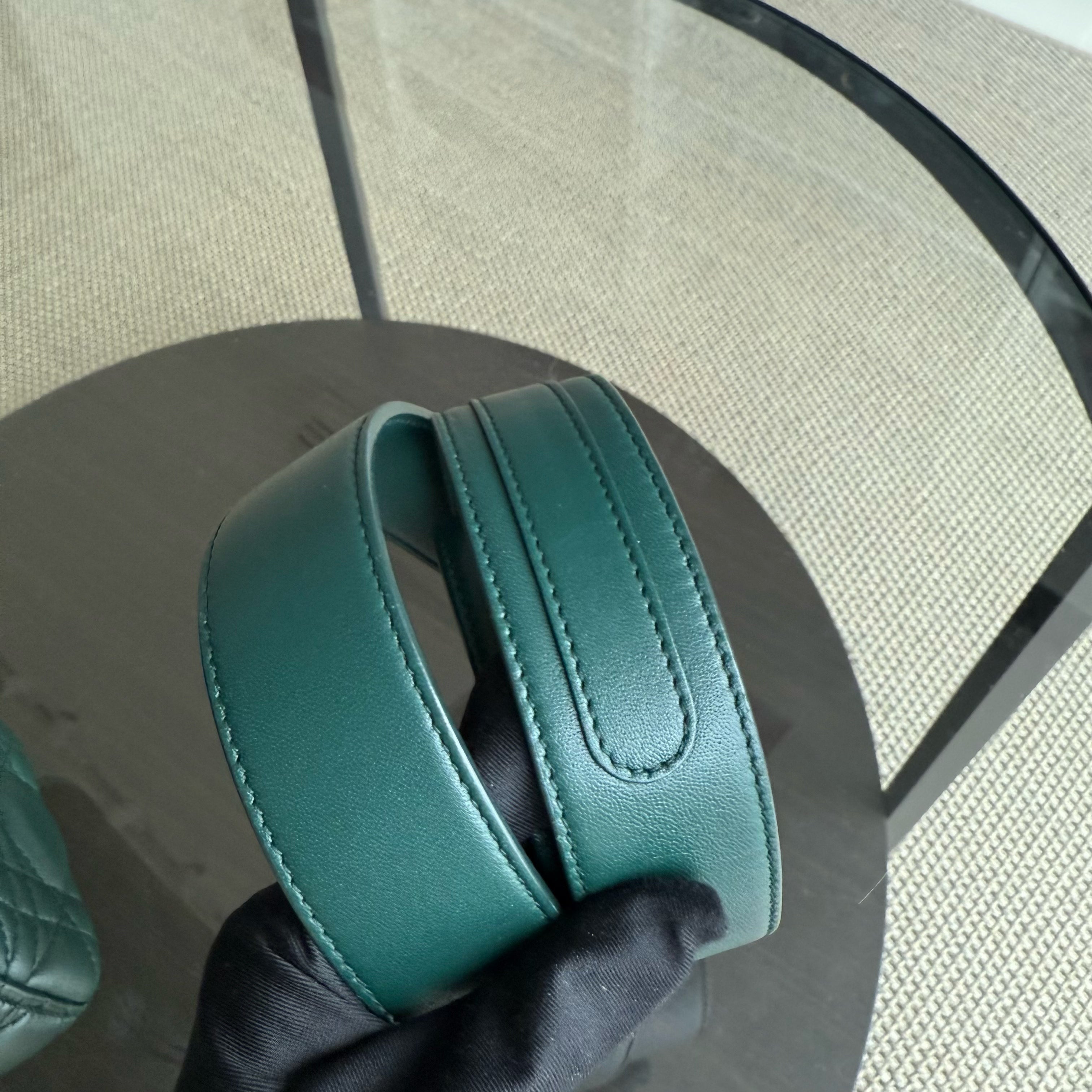 Dior Lady Small Flap - Cannage Lambskin Dark Green Gold Hardware