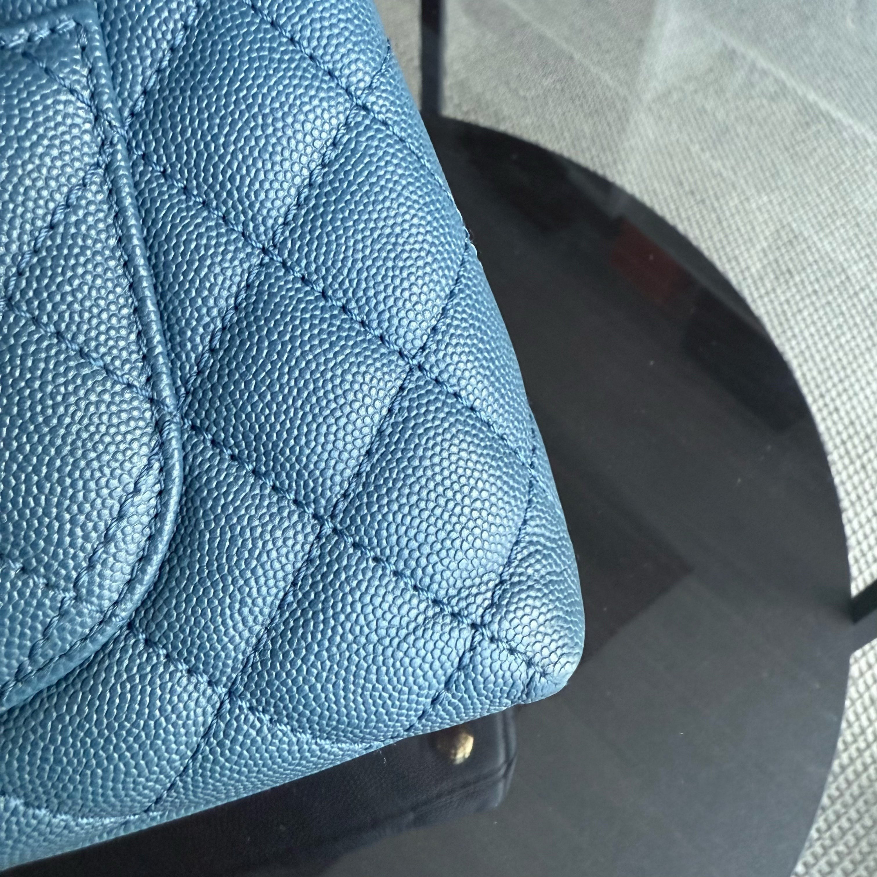 Chanel Coco Handle Small - Caviar Quilted Grained Calfskin Blue Gold Hardware Series 24