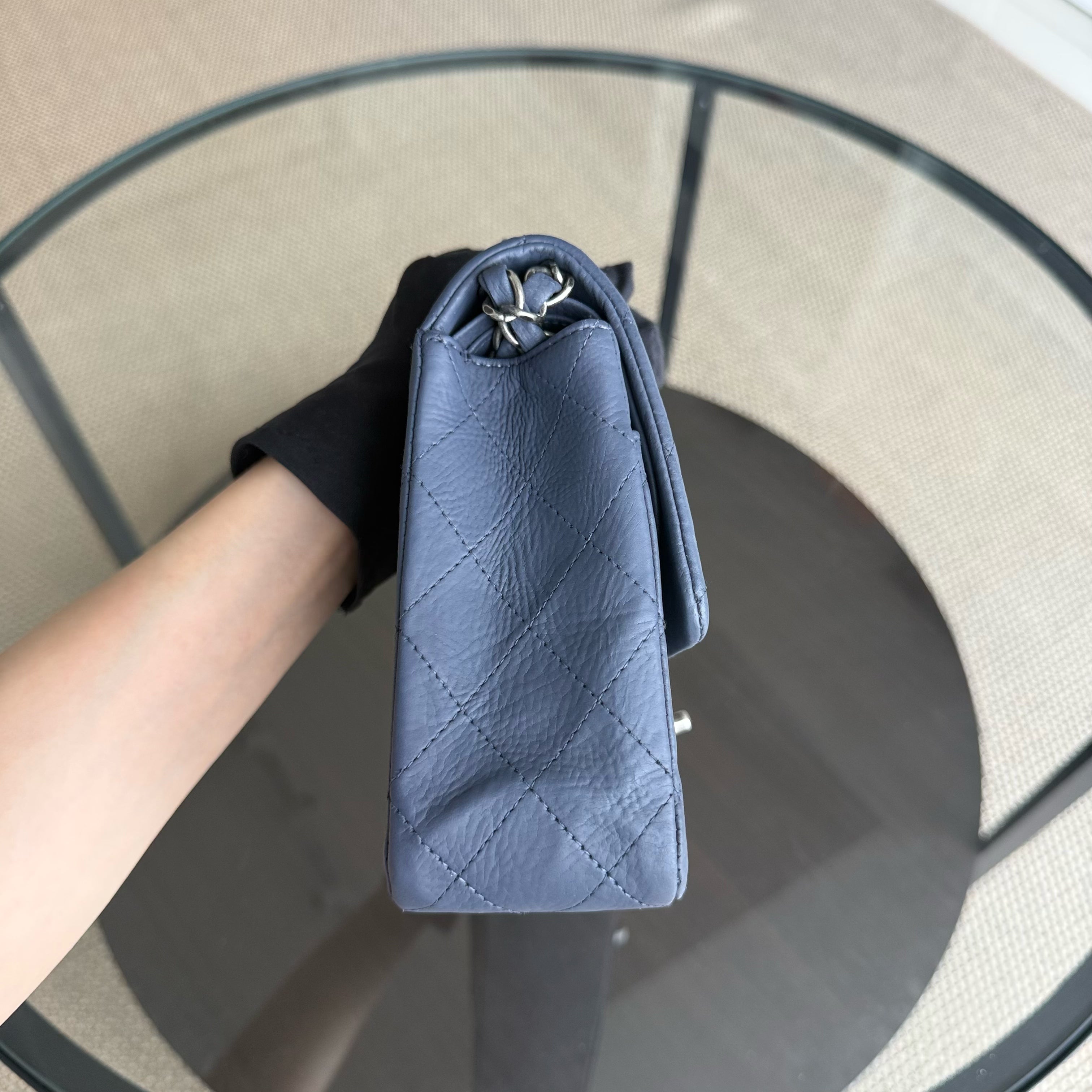 Chanel Classic Flap Medium - 25CM Calfskin Quilted Blue Silver Hardware Series 17