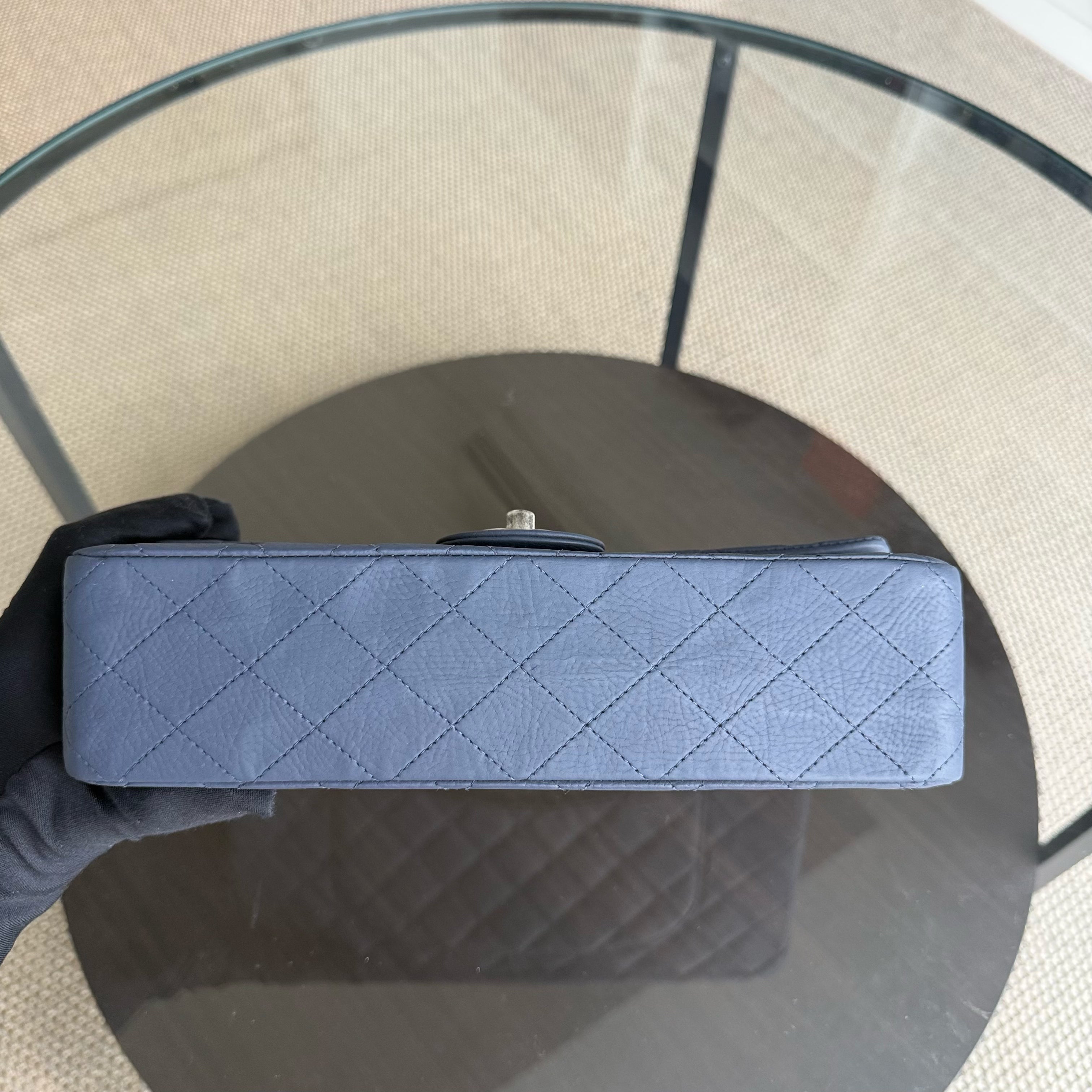 Chanel Classic Flap Medium - 25CM Calfskin Quilted Blue Silver Hardware Series 17