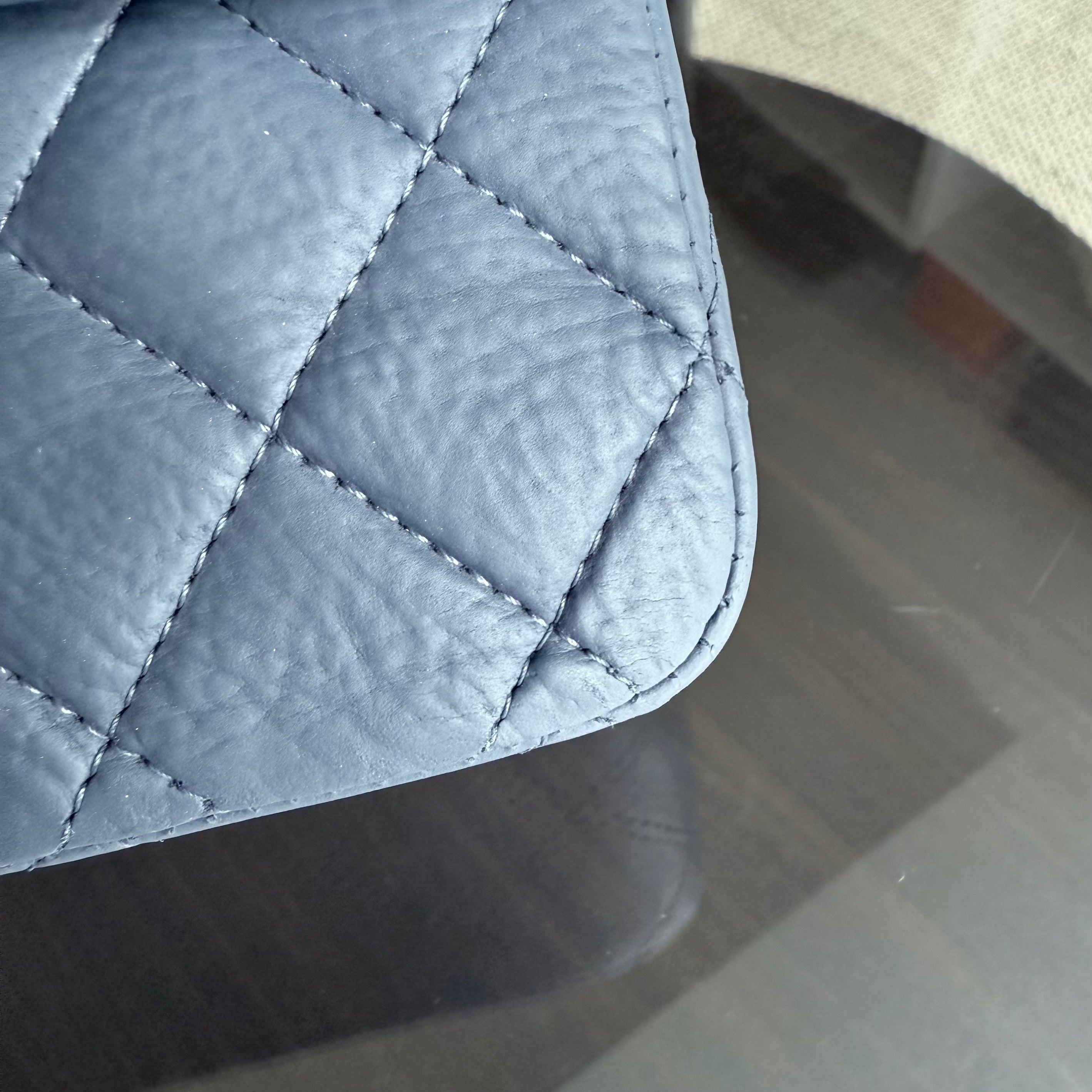 Chanel Classic Flap Medium - 25CM Calfskin Quilted Blue Silver Hardware Series 17