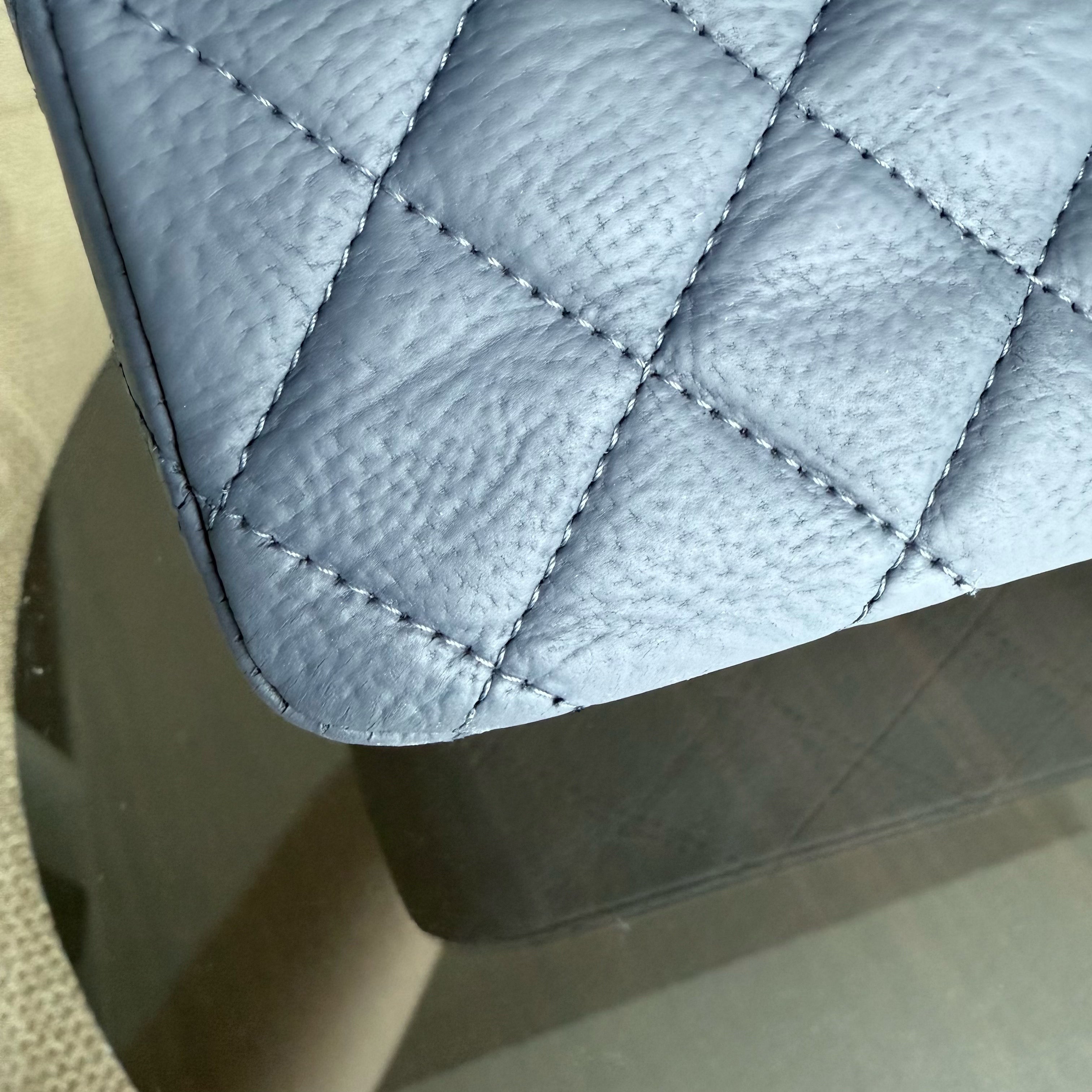 Chanel Classic Flap Medium - 25CM Calfskin Quilted Blue Silver Hardware Series 17