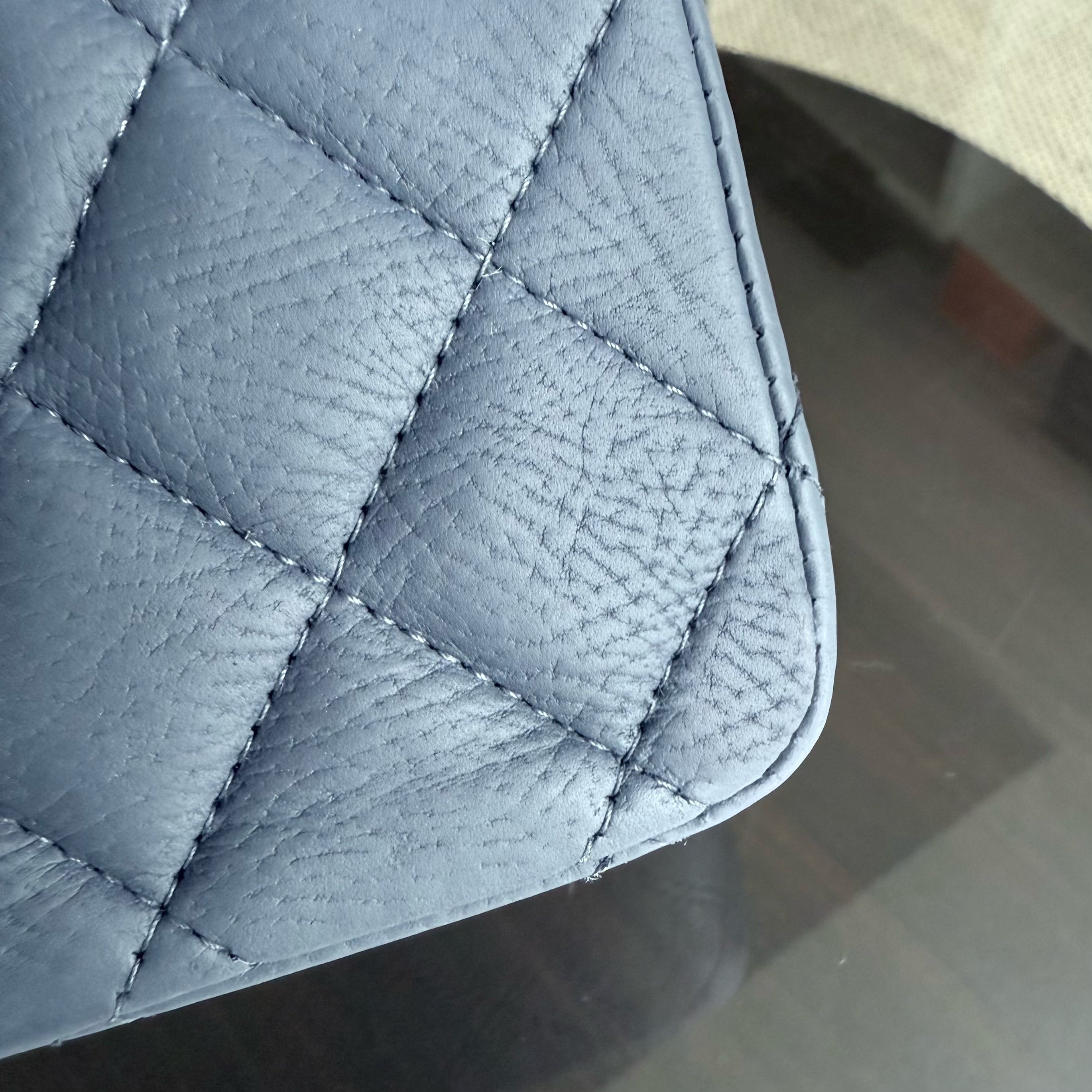Chanel Classic Flap Medium - 25CM Calfskin Quilted Blue Silver Hardware Series 17