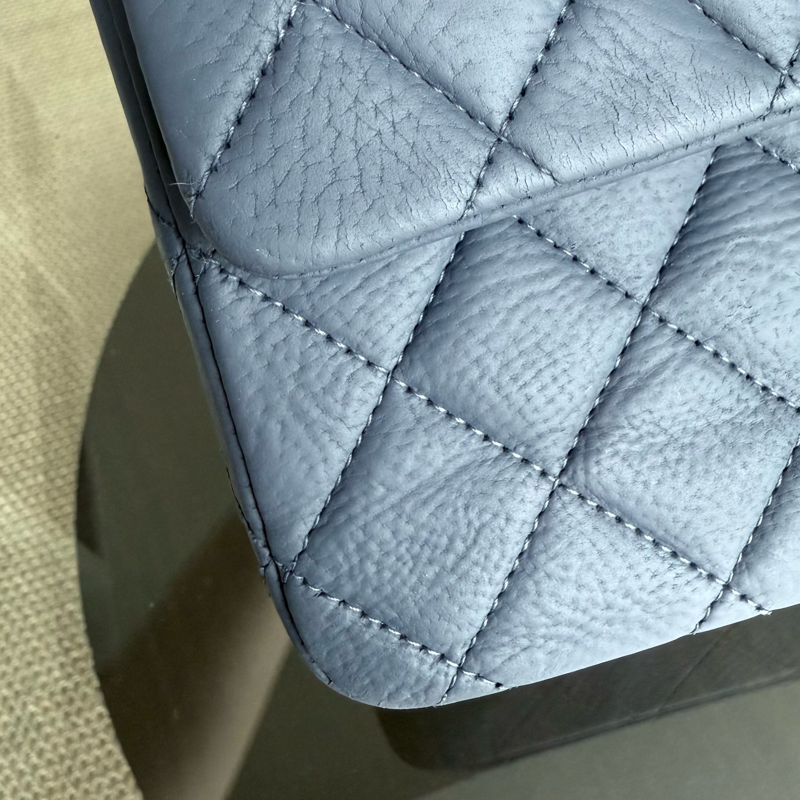 Chanel Classic Flap Medium - 25CM Calfskin Quilted Blue Silver Hardware Series 17