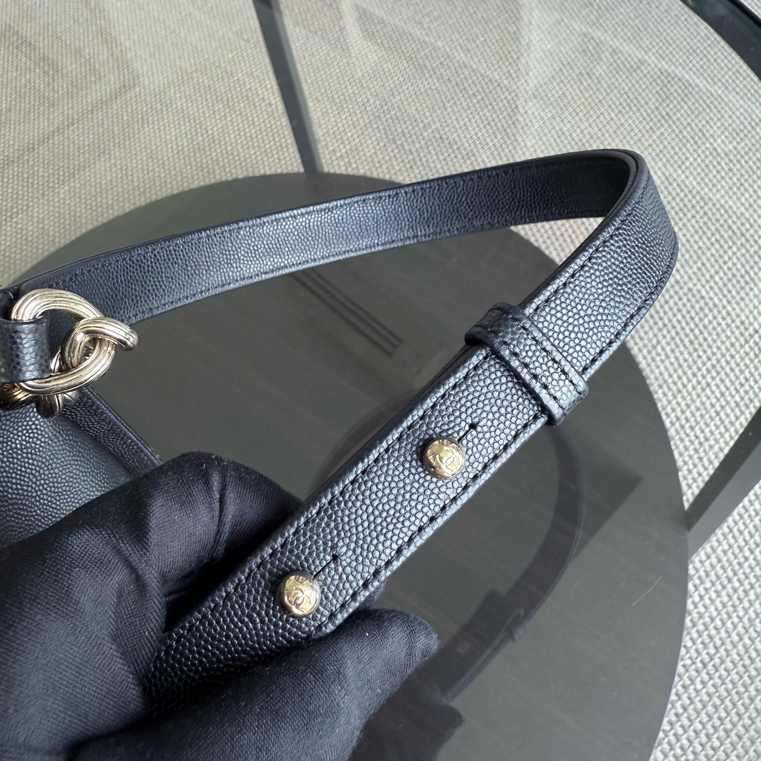 Chanel Boy Medium - Caviar Quilted Grained Calfskin Black Gold Hardware