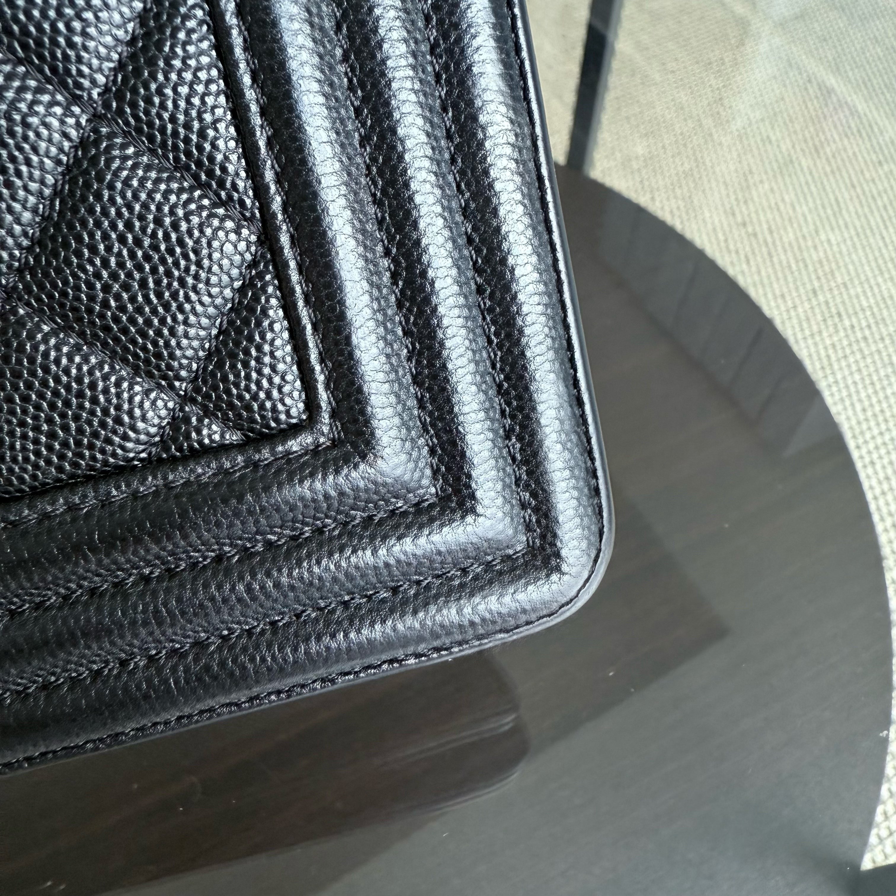 Chanel Boy Medium - Caviar Quilted Grained Calfskin Black Gold Hardware