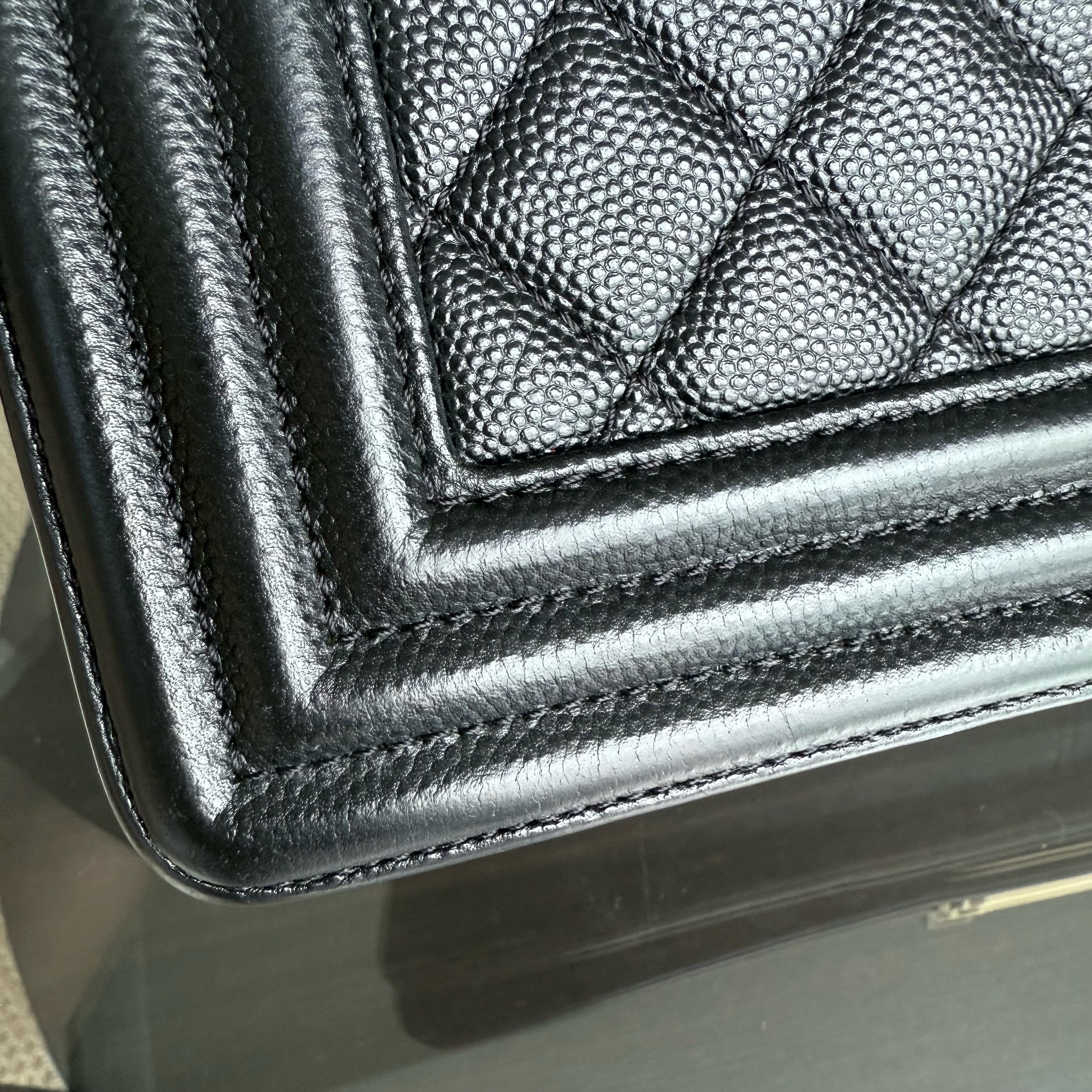 Chanel Boy Medium - Caviar Quilted Grained Calfskin Black Gold Hardware
