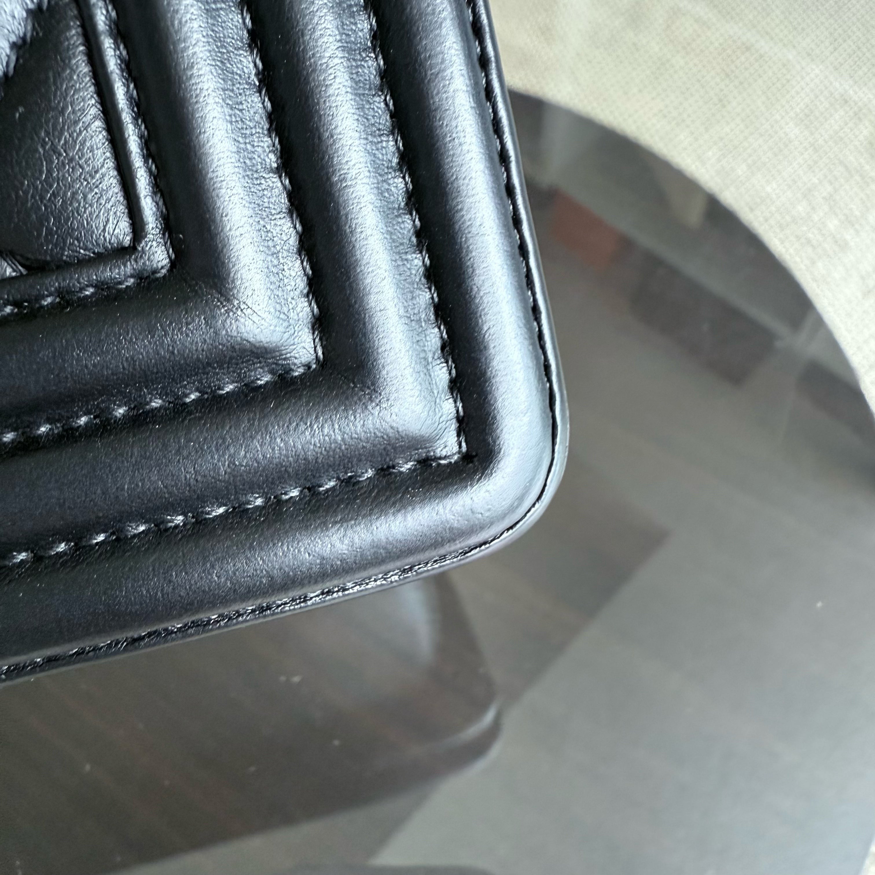Chanel Boy Medium - 25CM Quilted Lambskin Black Gold Hardware Series 18