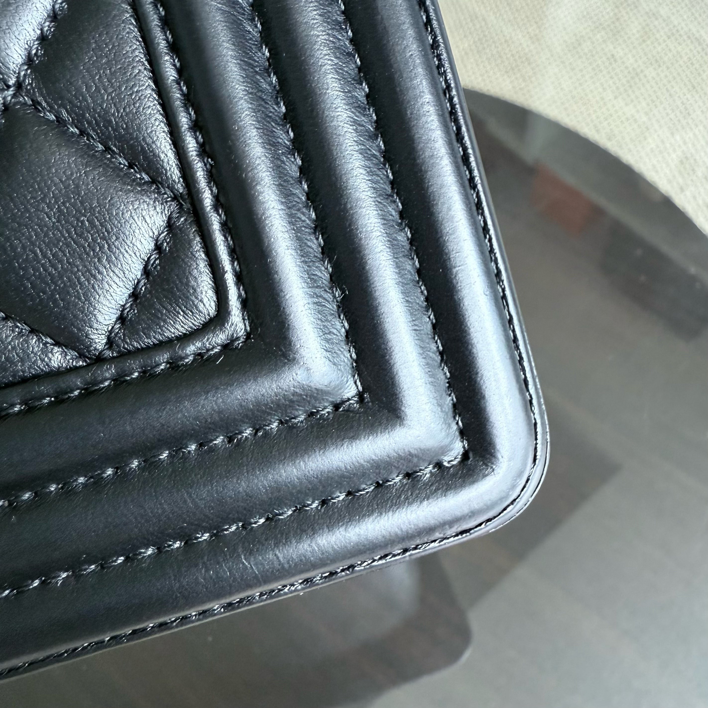 Chanel Boy Medium - 25CM Quilted Lambskin Black Gold Hardware Series 18