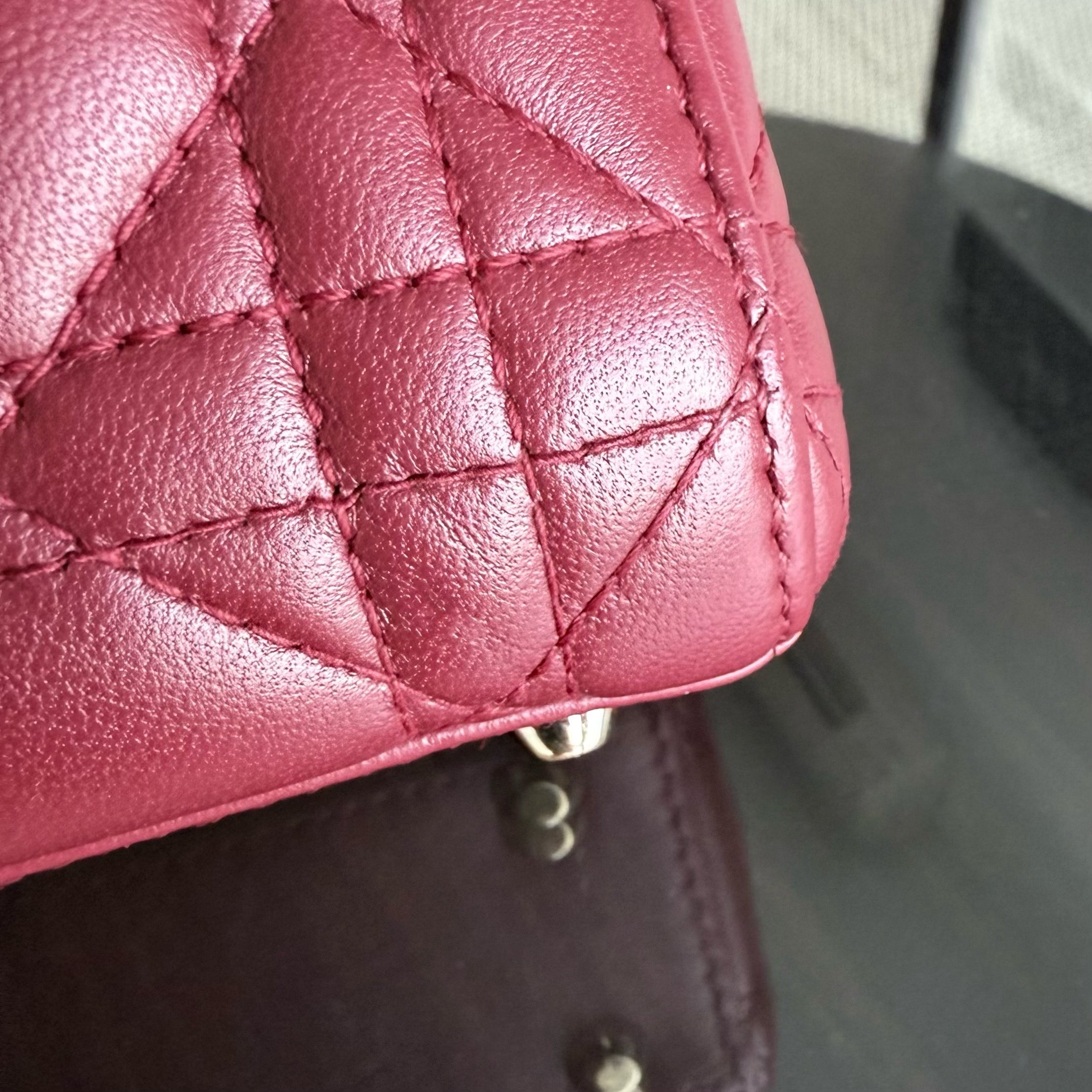 Dior Lady Mini - Cannage Lambskin Burgundy Gold Hardware