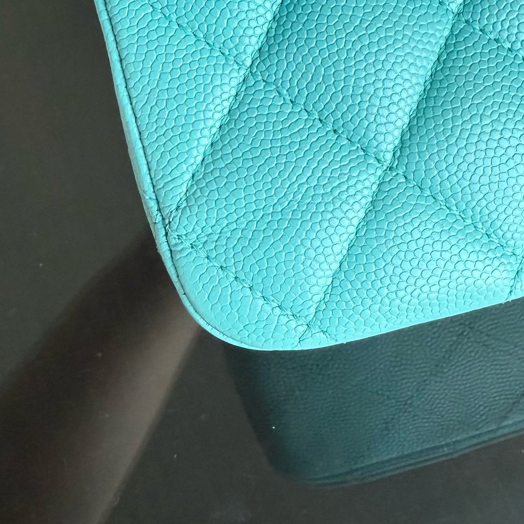Chanel Classic Flap Medium - Caviar 25CM Quilted Grained Calfskin Light Blue Gold Hardware Series 26