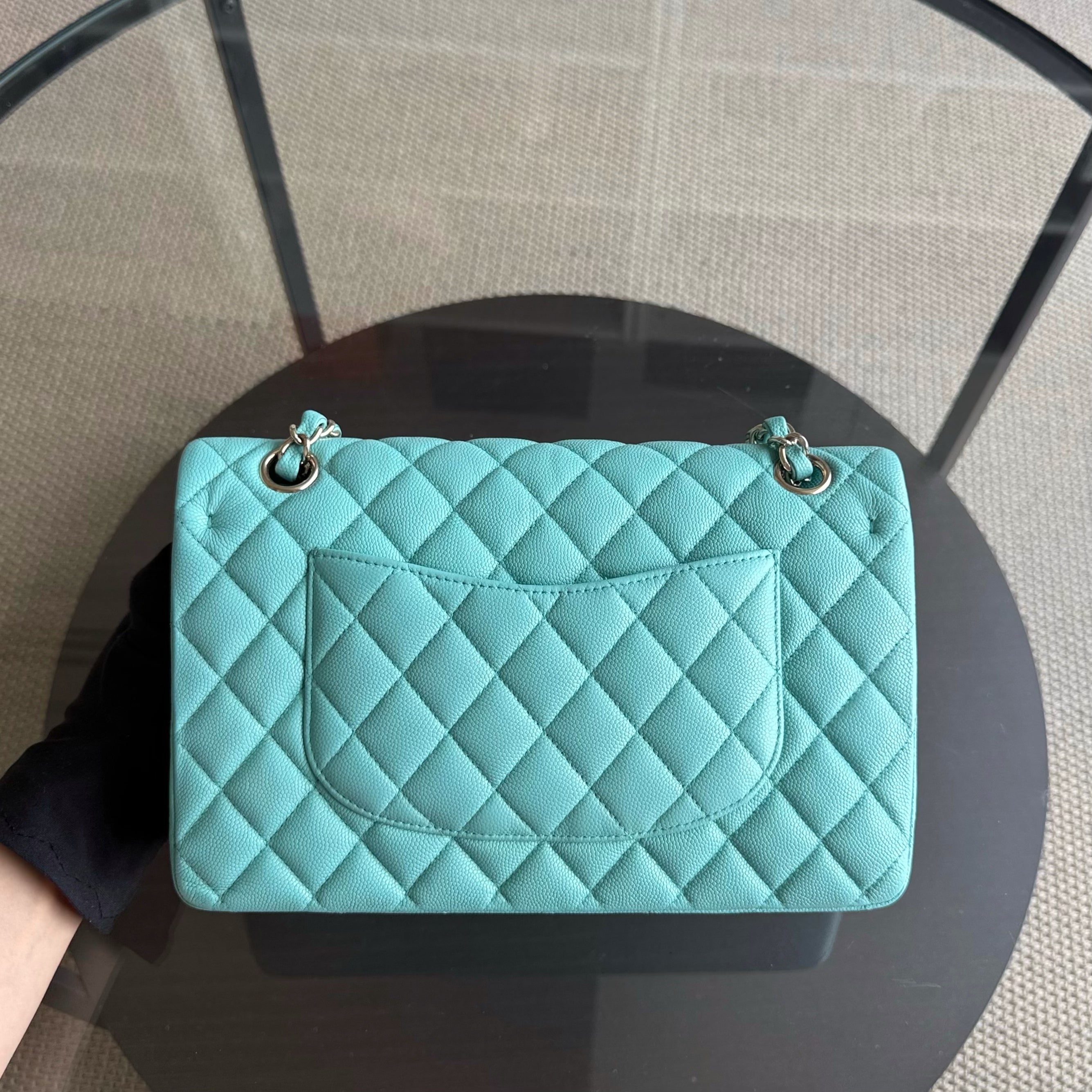 Chanel Classic Flap Medium - Caviar 25CM Quilted Grained Calfskin Light Blue Gold Hardware Series 26