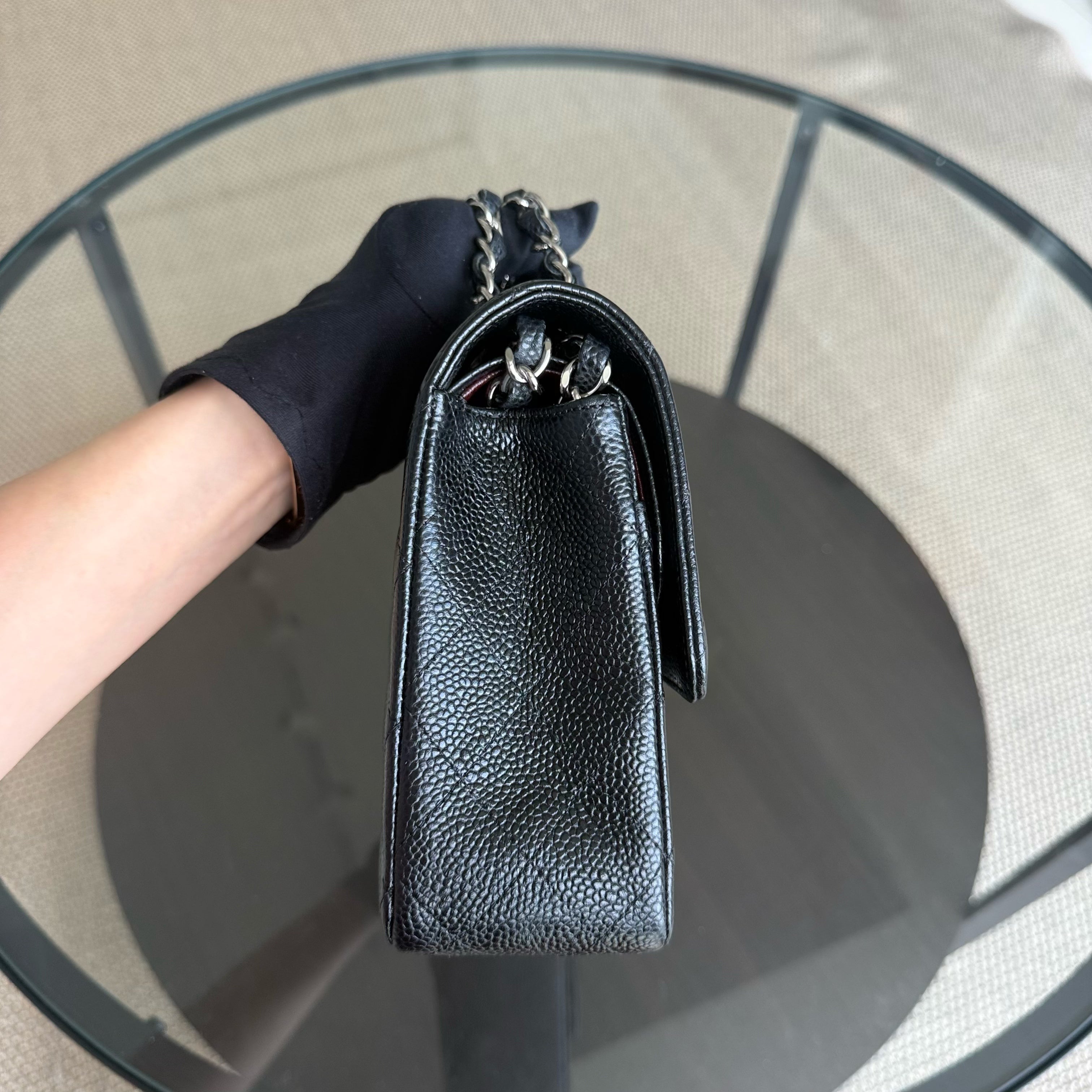 Chanel Classic Flap Medium - Caviar 25CM Quilted Grained Calfskin Black Silver Hardware Series 21