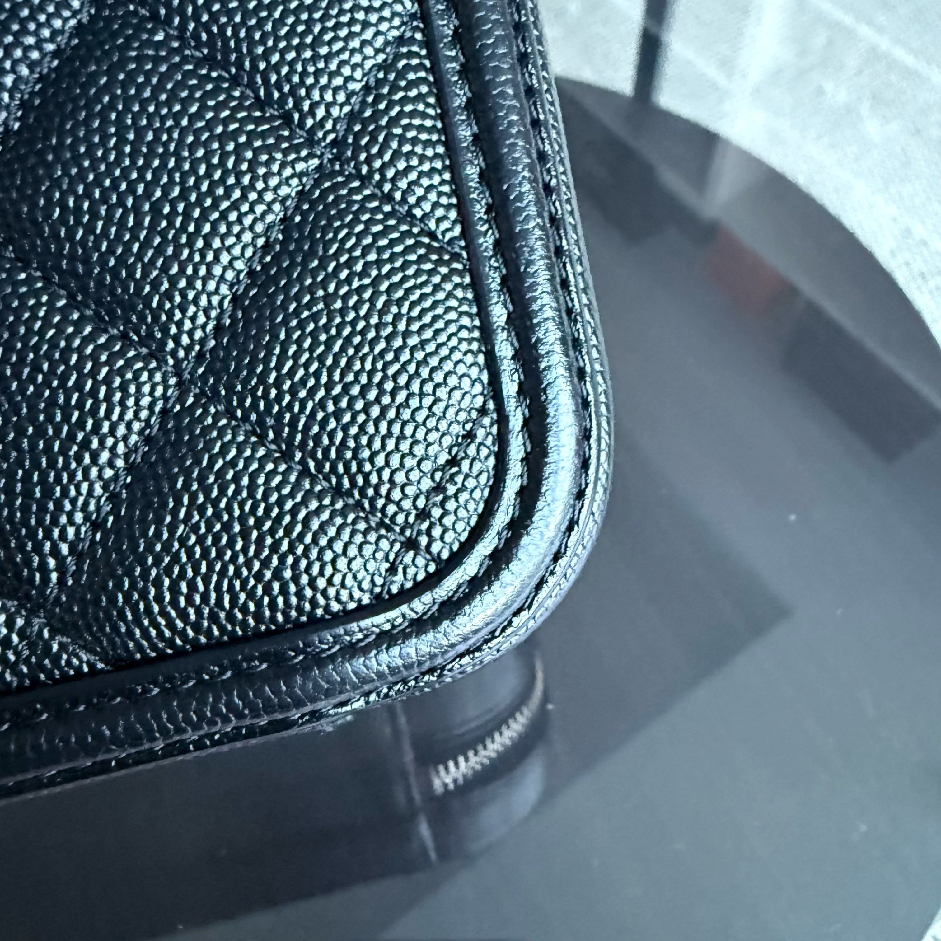 Chanel Filigree Vanity Case Medium - Caviar Quilted Grained Calfskin Black Gold Hardware Series 27