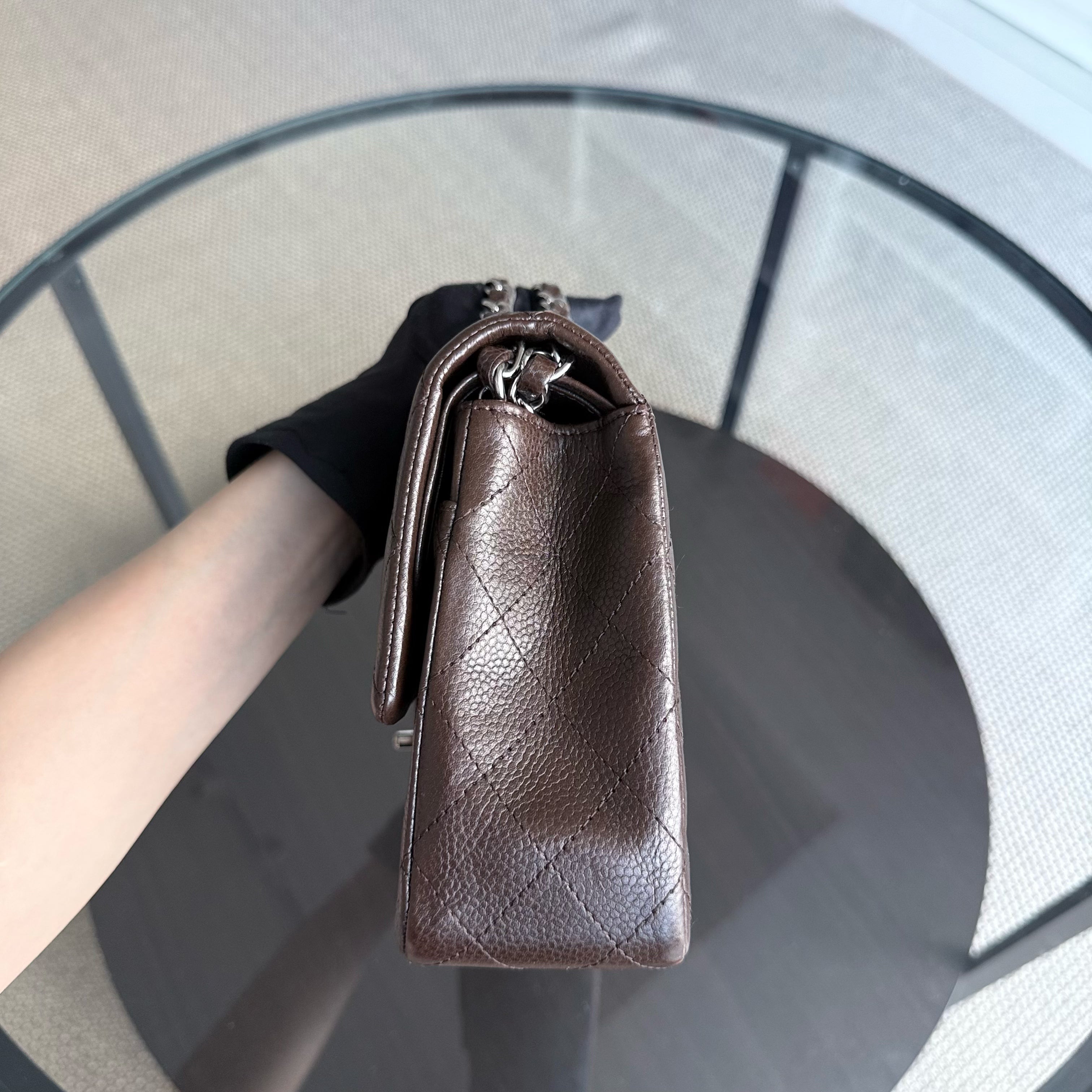 Chanel Classic Flap Medium - Caviar 25CM Quilted Grained Calfskin Dark Brown Silver Hardware Series 14