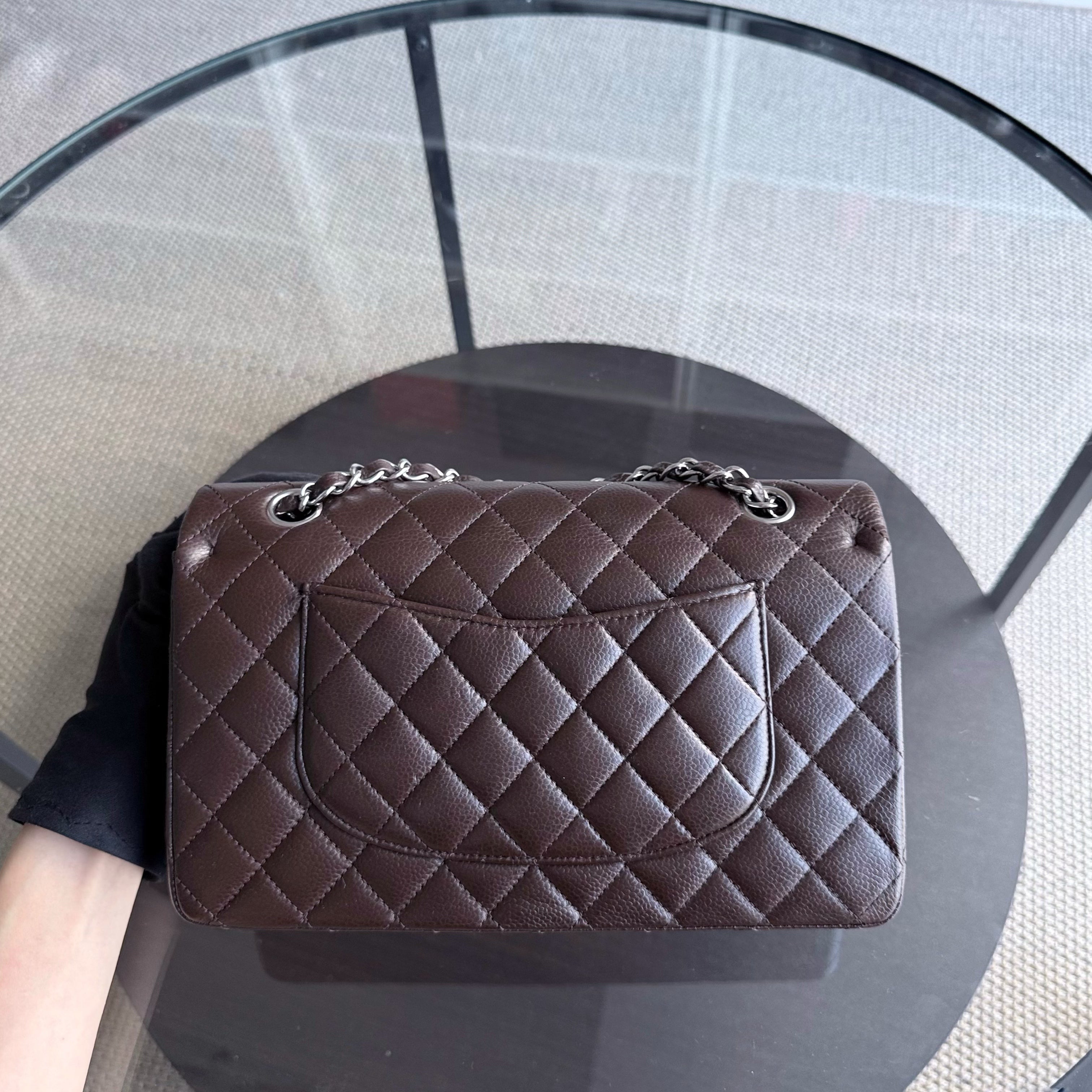 Chanel Classic Flap Medium - Caviar 25CM Quilted Grained Calfskin Dark Brown Silver Hardware Series 14