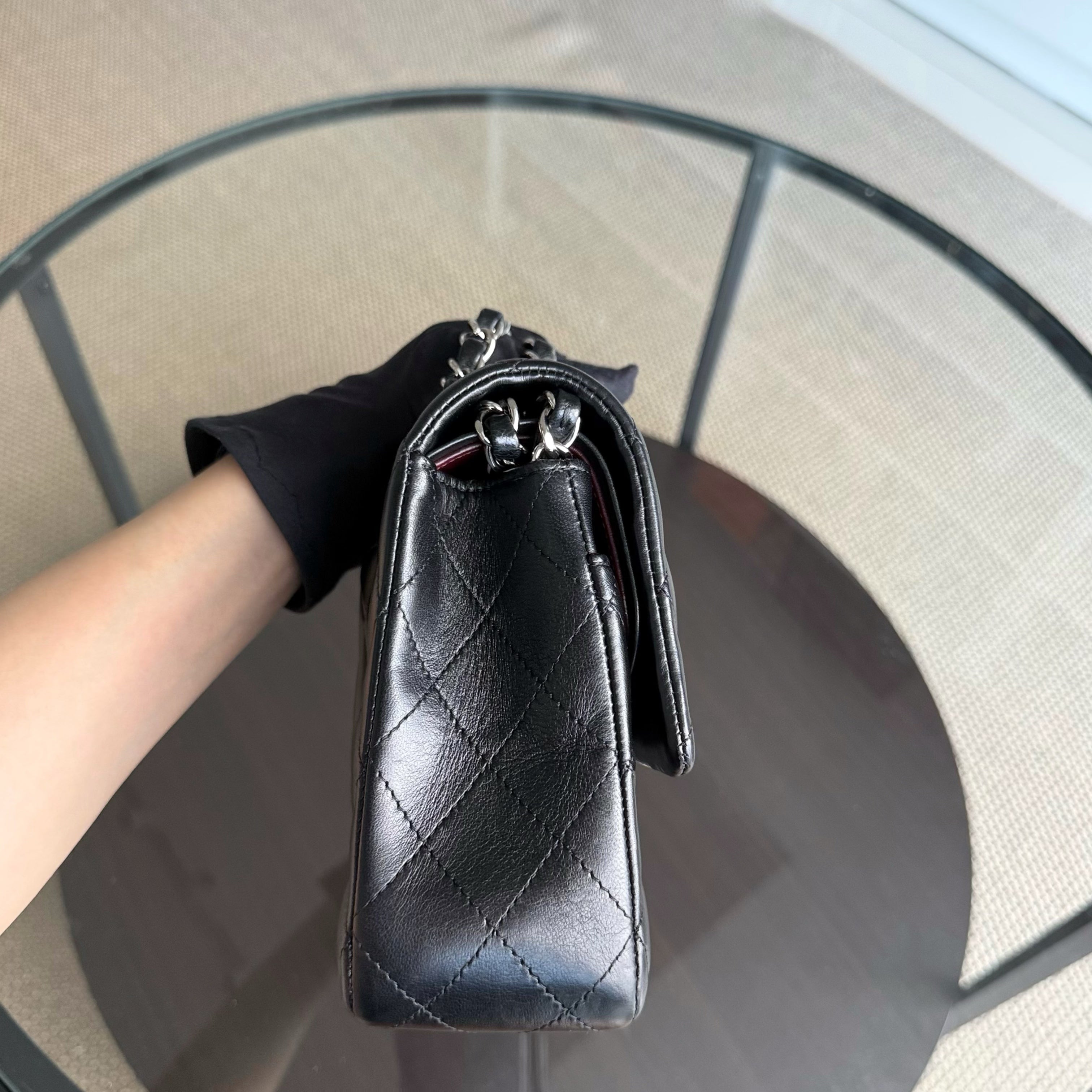 Chanel Classic Flap Medium - 25CM Quilted Lambskin Black Silver Hardware Series 19