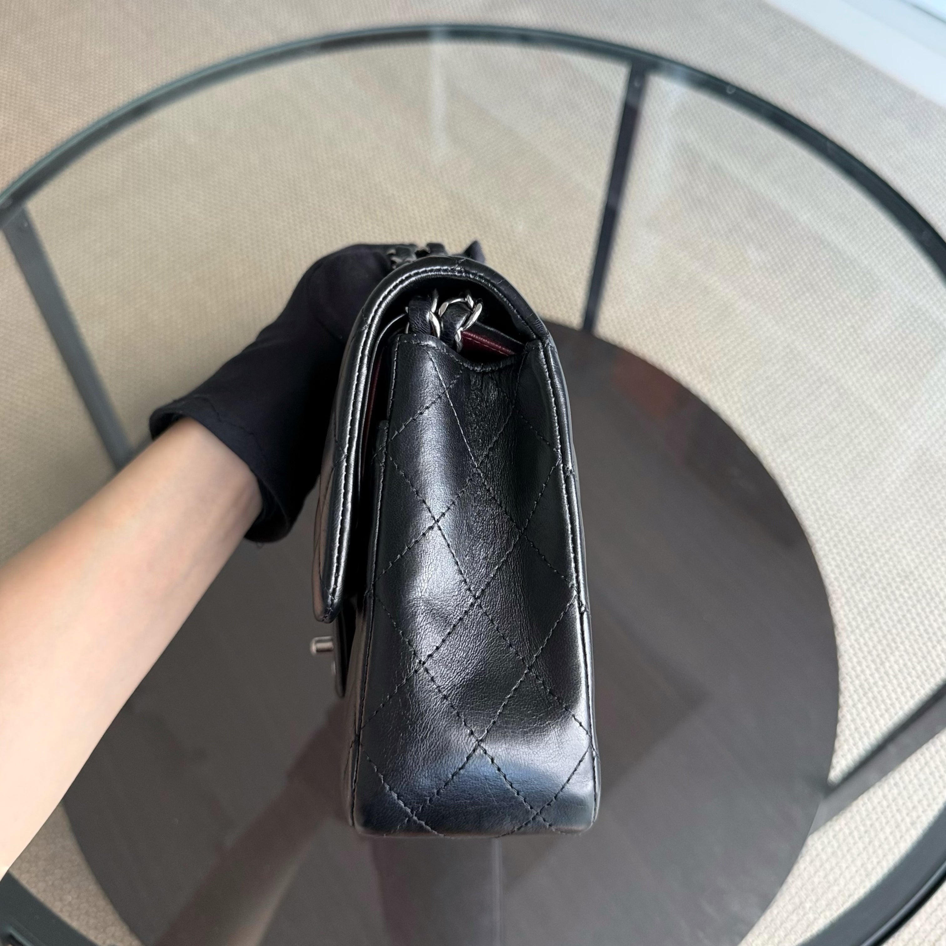 Chanel Classic Flap Medium - 25CM Quilted Lambskin Black Silver Hardware Series 19