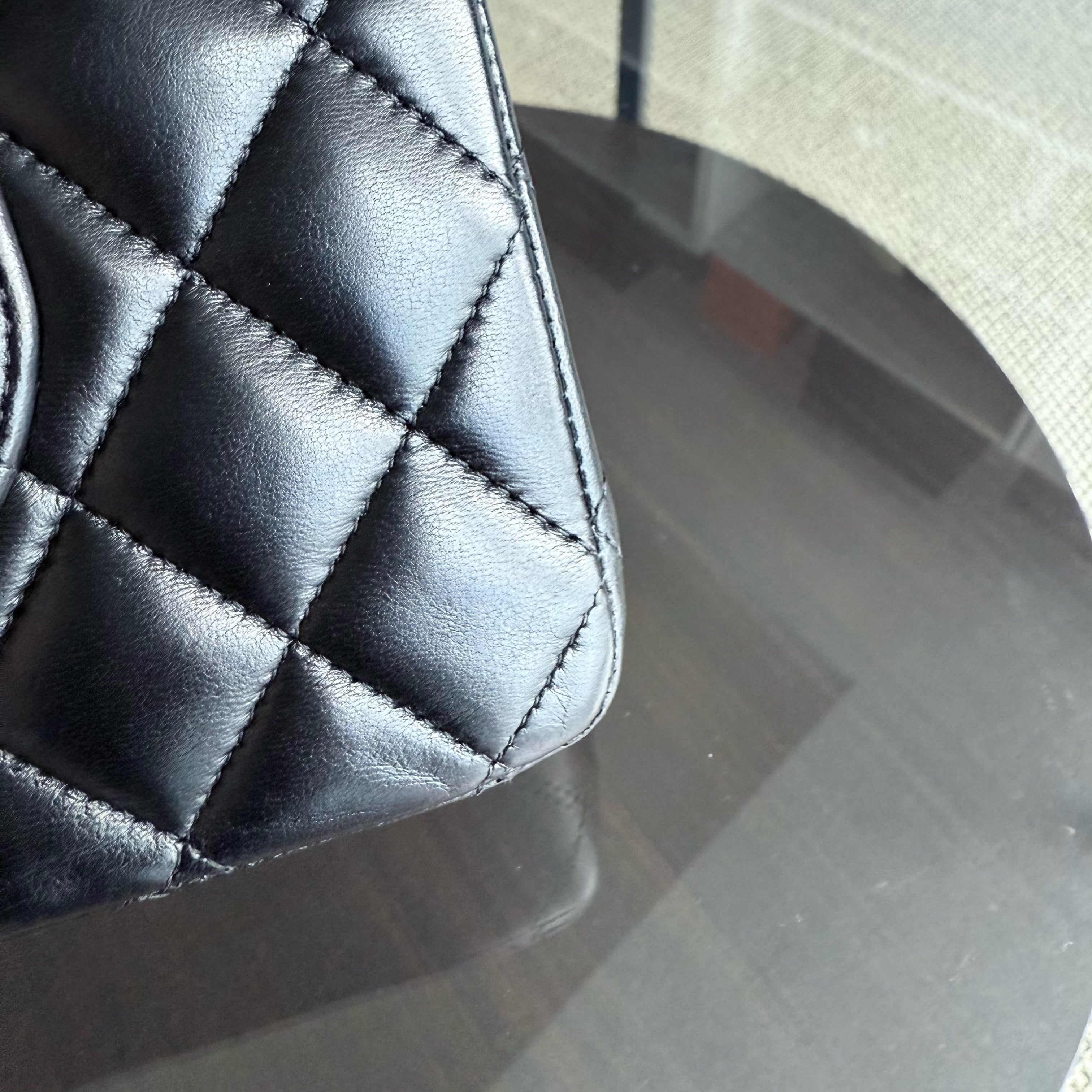 Chanel Classic Flap Medium - 25CM Quilted Lambskin Black Silver Hardware Series 19