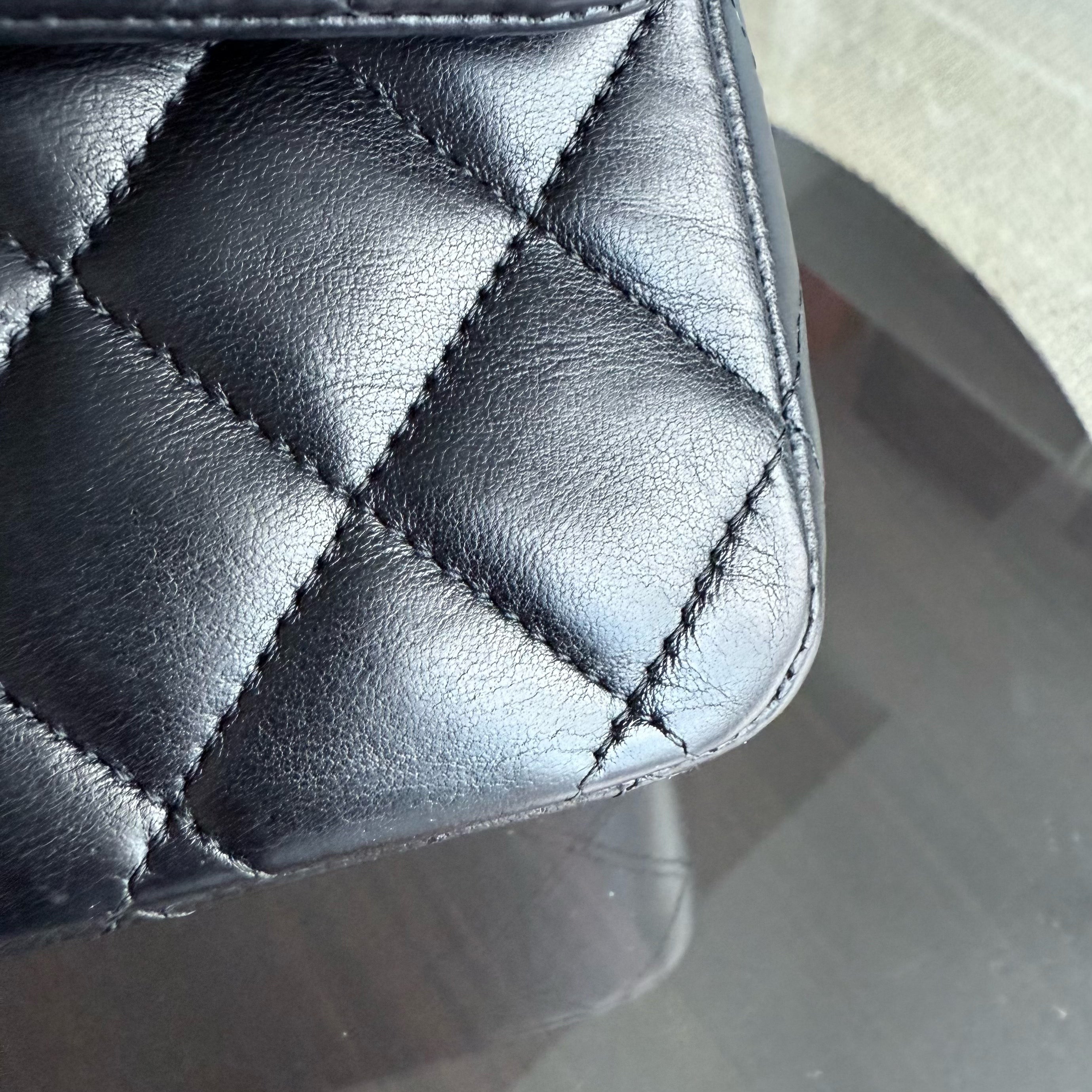 Chanel Classic Flap Medium - 25CM Quilted Lambskin Black Silver Hardware Series 19