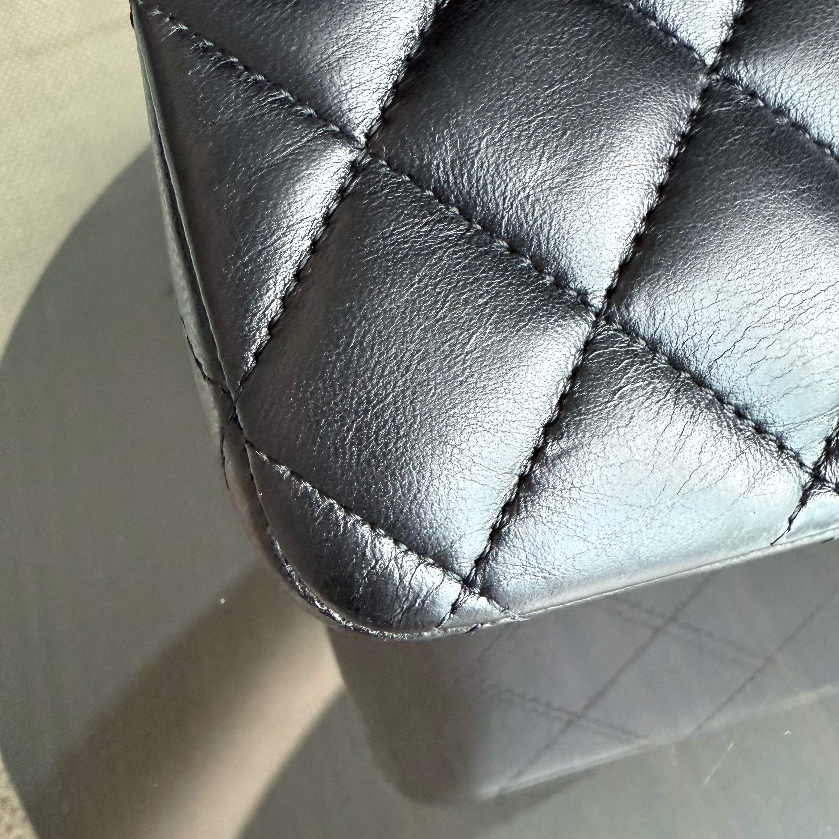 Chanel Classic Flap Medium - 25CM Quilted Lambskin Black Silver Hardware Series 19