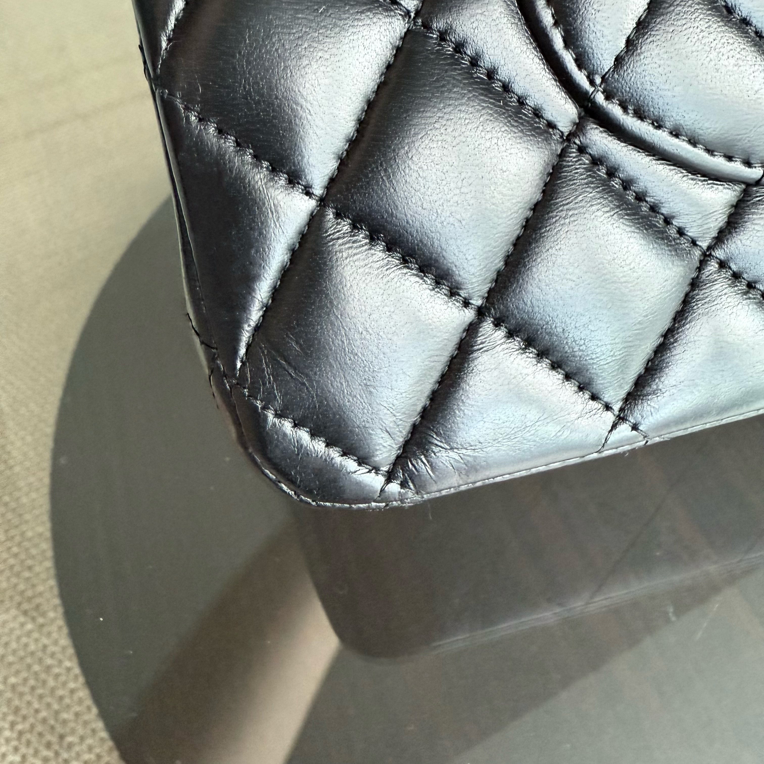 Chanel Classic Flap Medium - 25CM Quilted Lambskin Black Silver Hardware Series 19