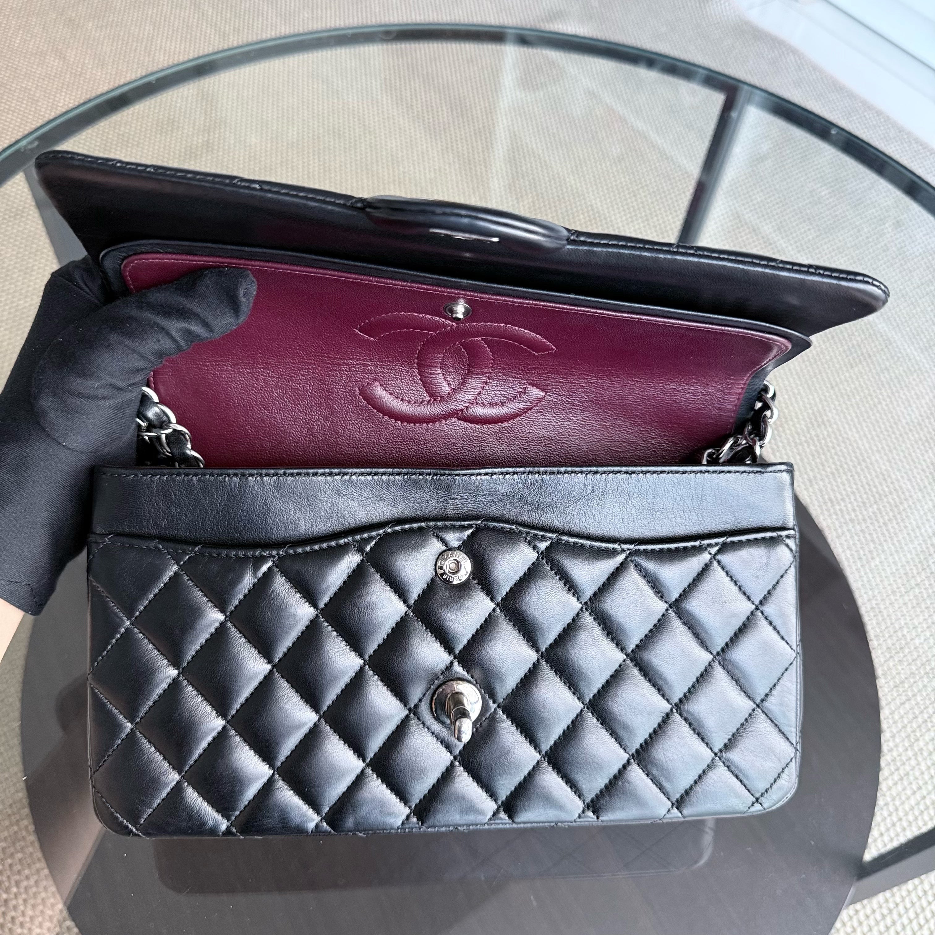 Chanel Classic Flap Medium - 25CM Quilted Lambskin Black Silver Hardware Series 19