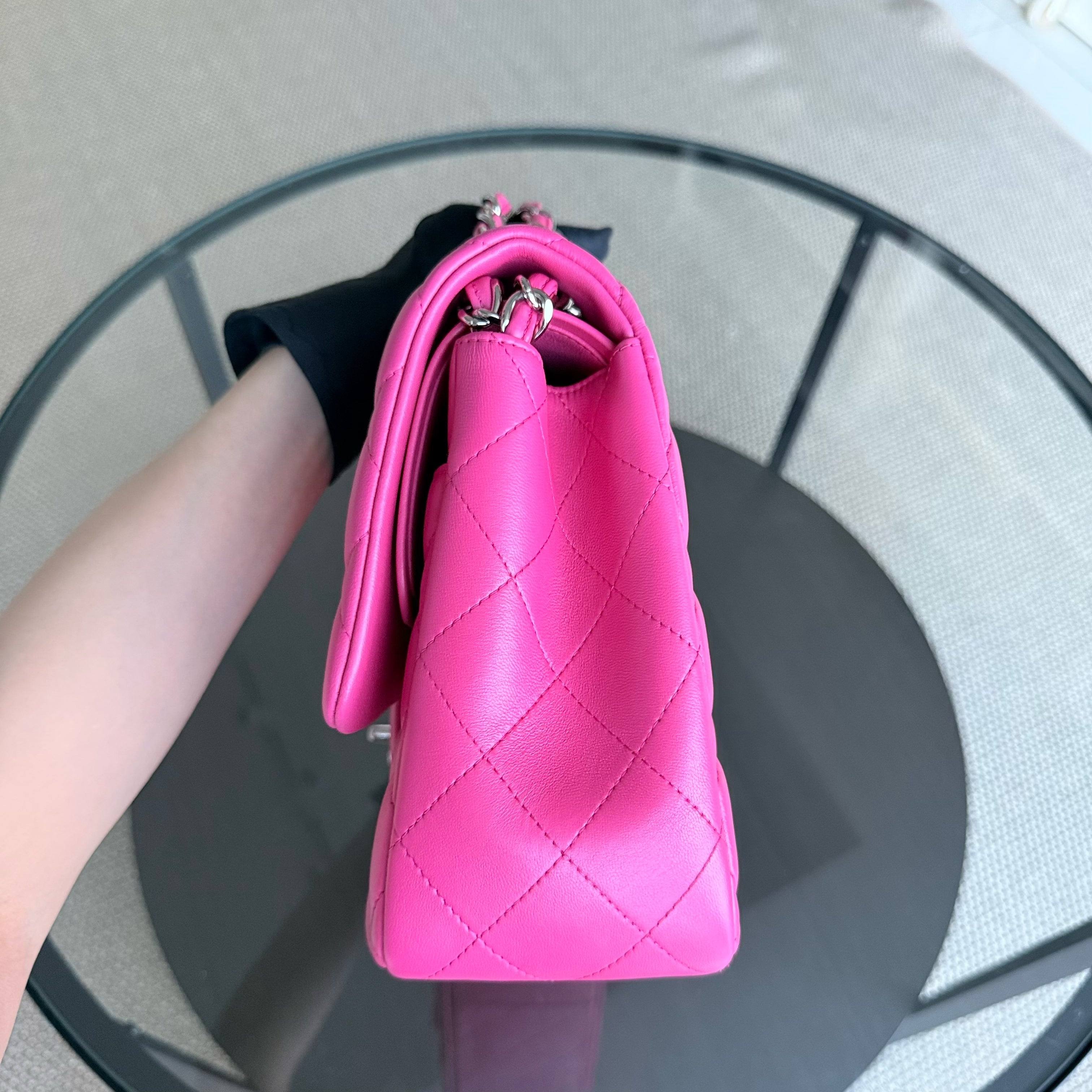 Chanel Classic Flap Jumbo - Double Flap 30CM Quilted Lambskin Hot Pink Silver Hardware Series 19