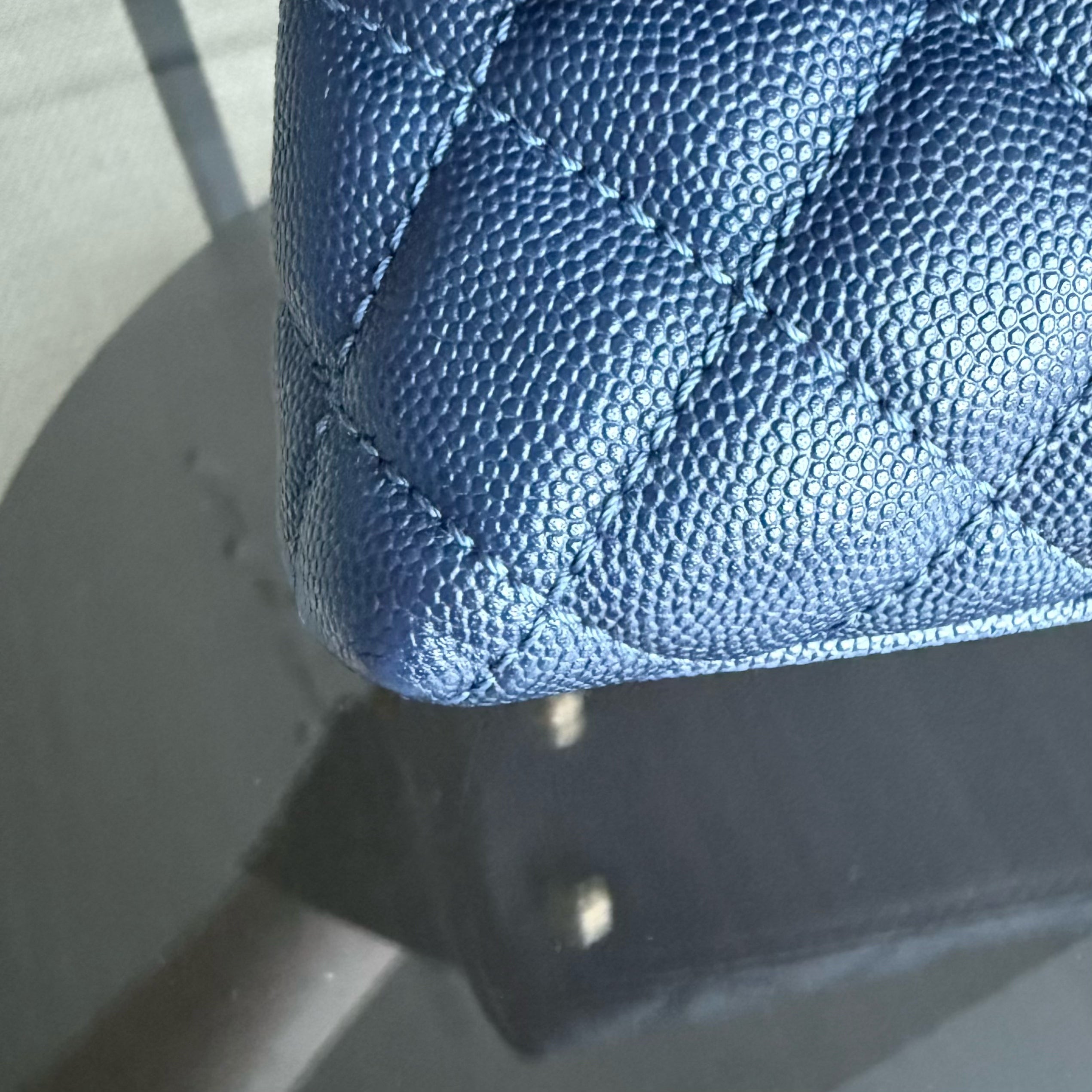 Chanel Coco Handle Small - Caviar Quilted Grained Calfskin Dark Navy Blue Lizard Handle Gold Hardware Series 24