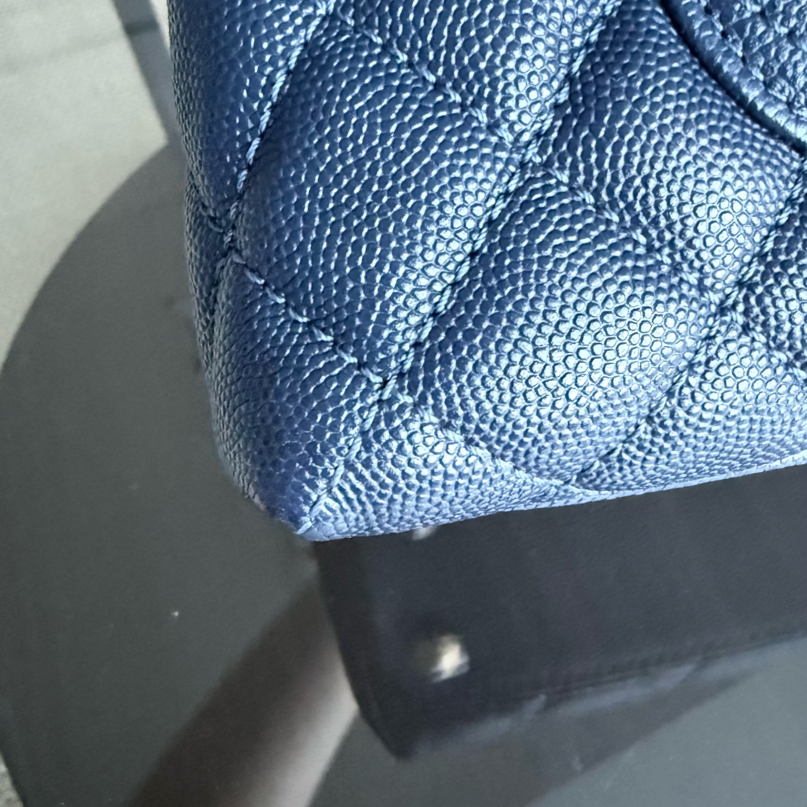 Chanel Coco Handle Small - Caviar Quilted Grained Calfskin Dark Navy Blue Lizard Handle Gold Hardware Series 24