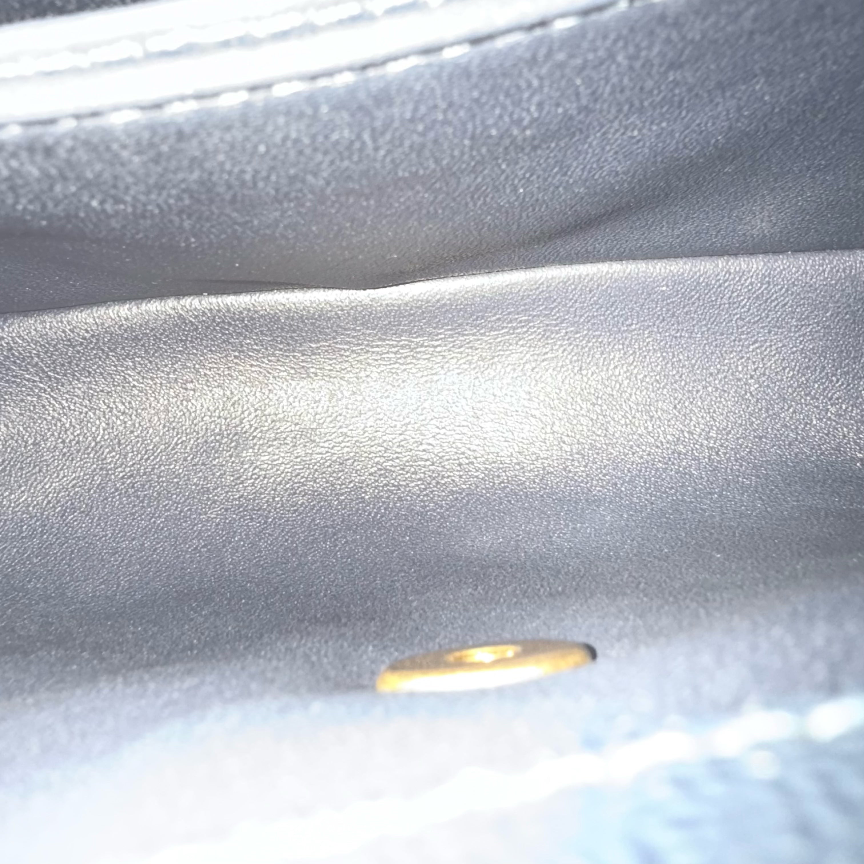 Chanel Coco Handle Small - Caviar Quilted Grained Calfskin Dark Navy Blue Lizard Handle Gold Hardware Series 24