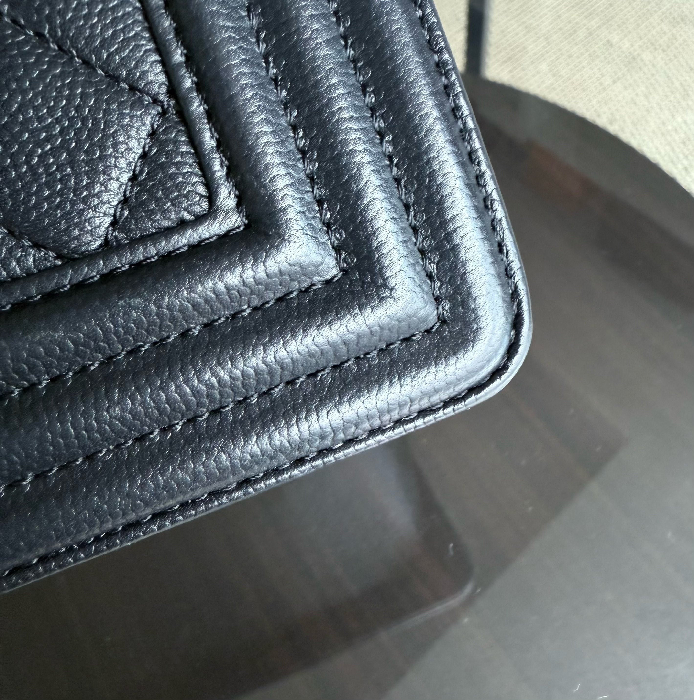 Chanel Boy Medium - Caviar 25CM Quilted Grained Calfskin Black Gold Hardware Series 24