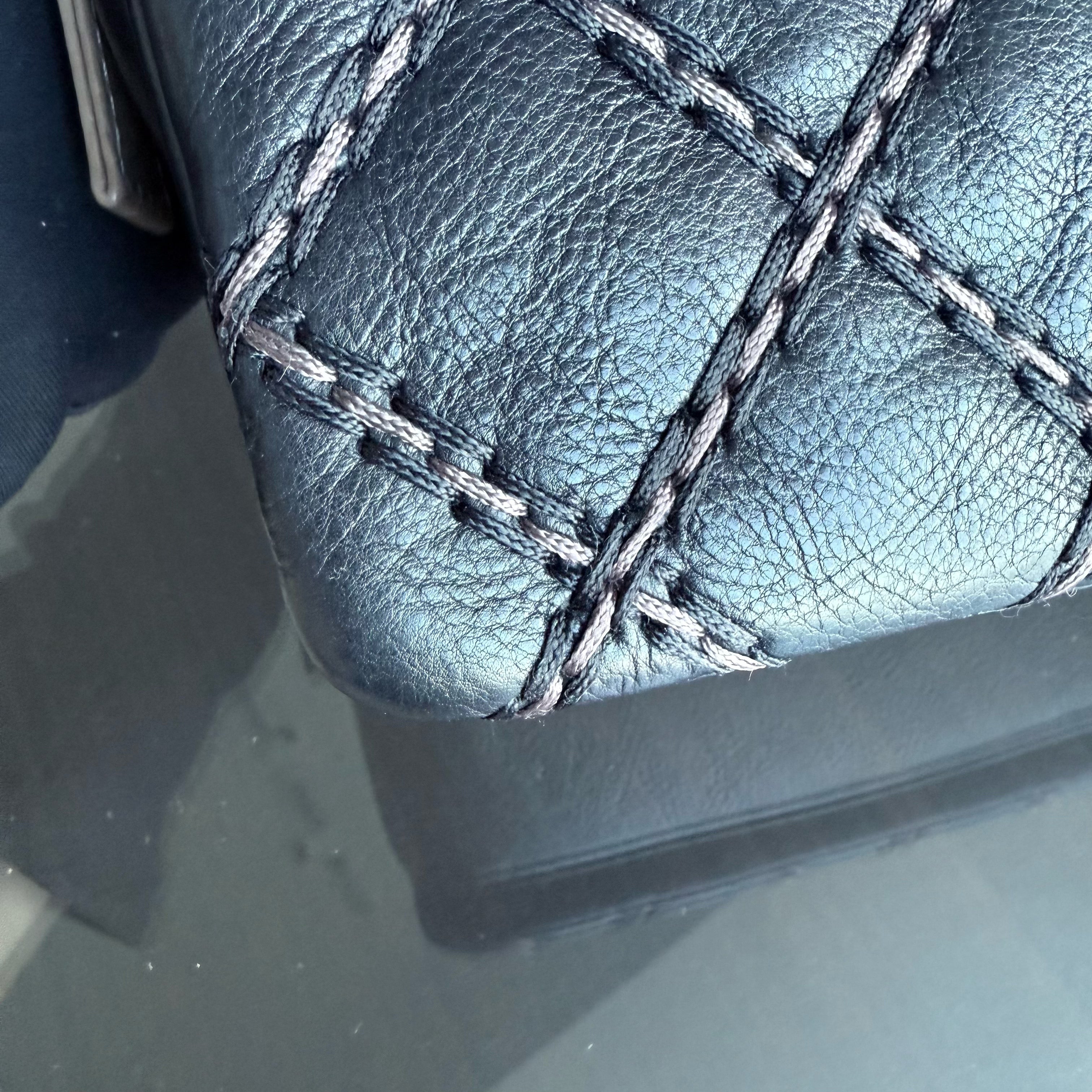 Chanel Seasonal Flap - Quilted Stitch Calfskin Zip Bag Black Gold Hardware Series 19