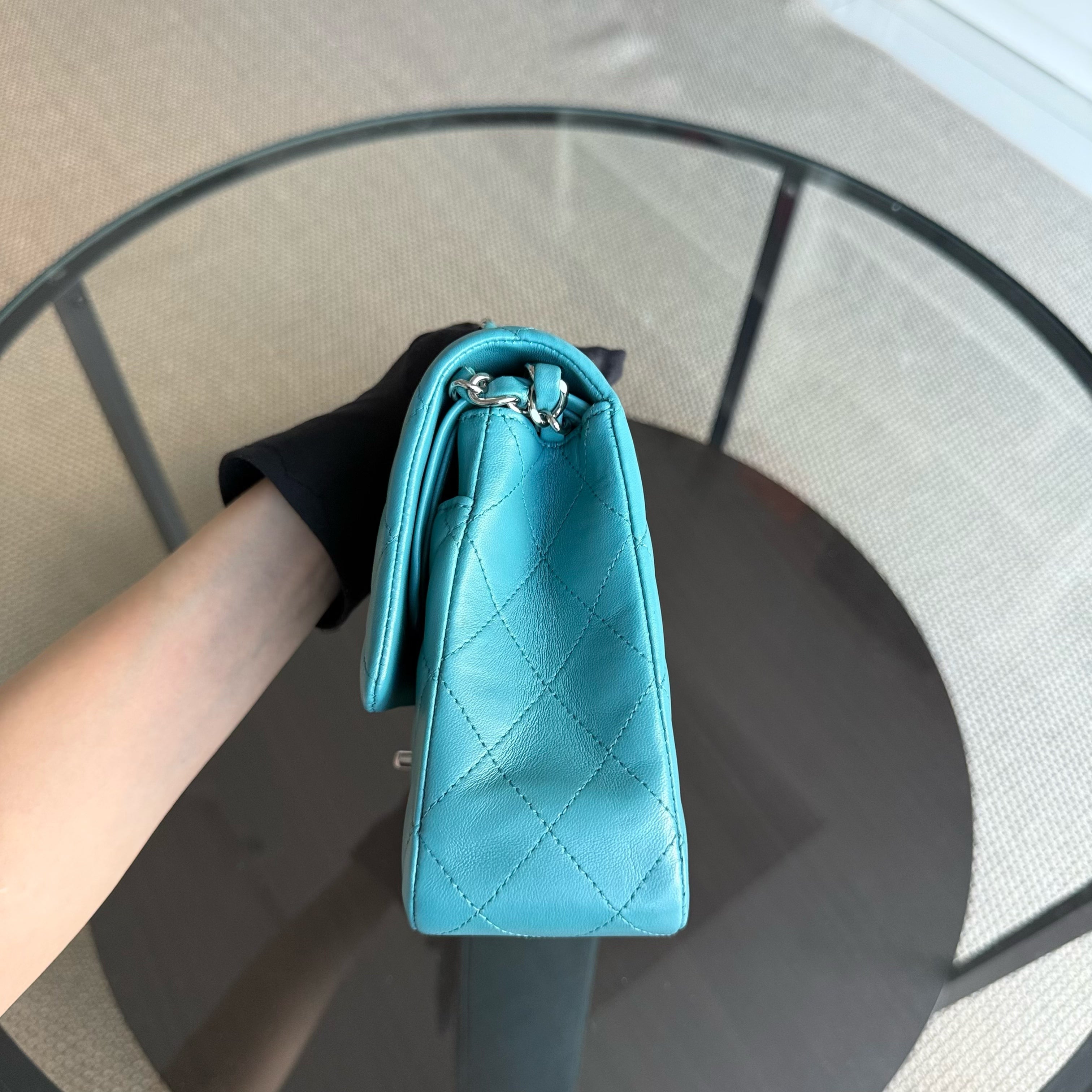 Chanel Classic Flap Medium - 25CM Quilted Lambskin Blue Silver Hardware Series 20