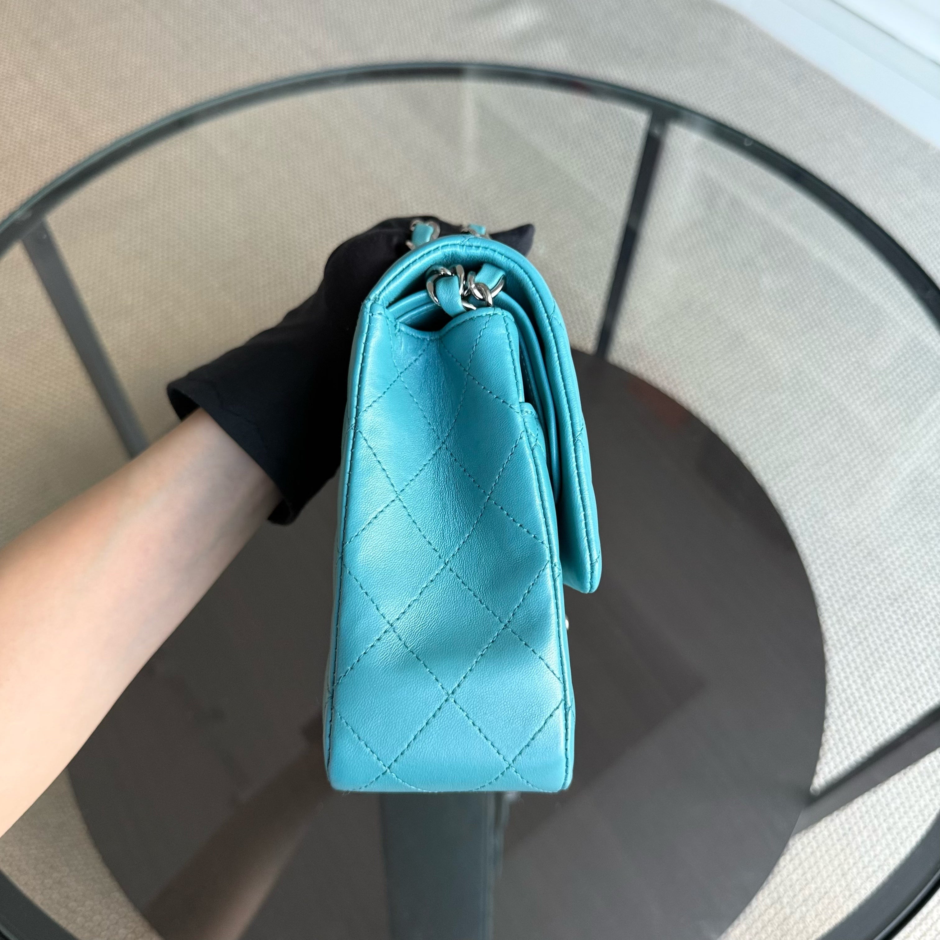 Chanel Classic Flap Medium - 25CM Quilted Lambskin Blue Silver Hardware Series 20