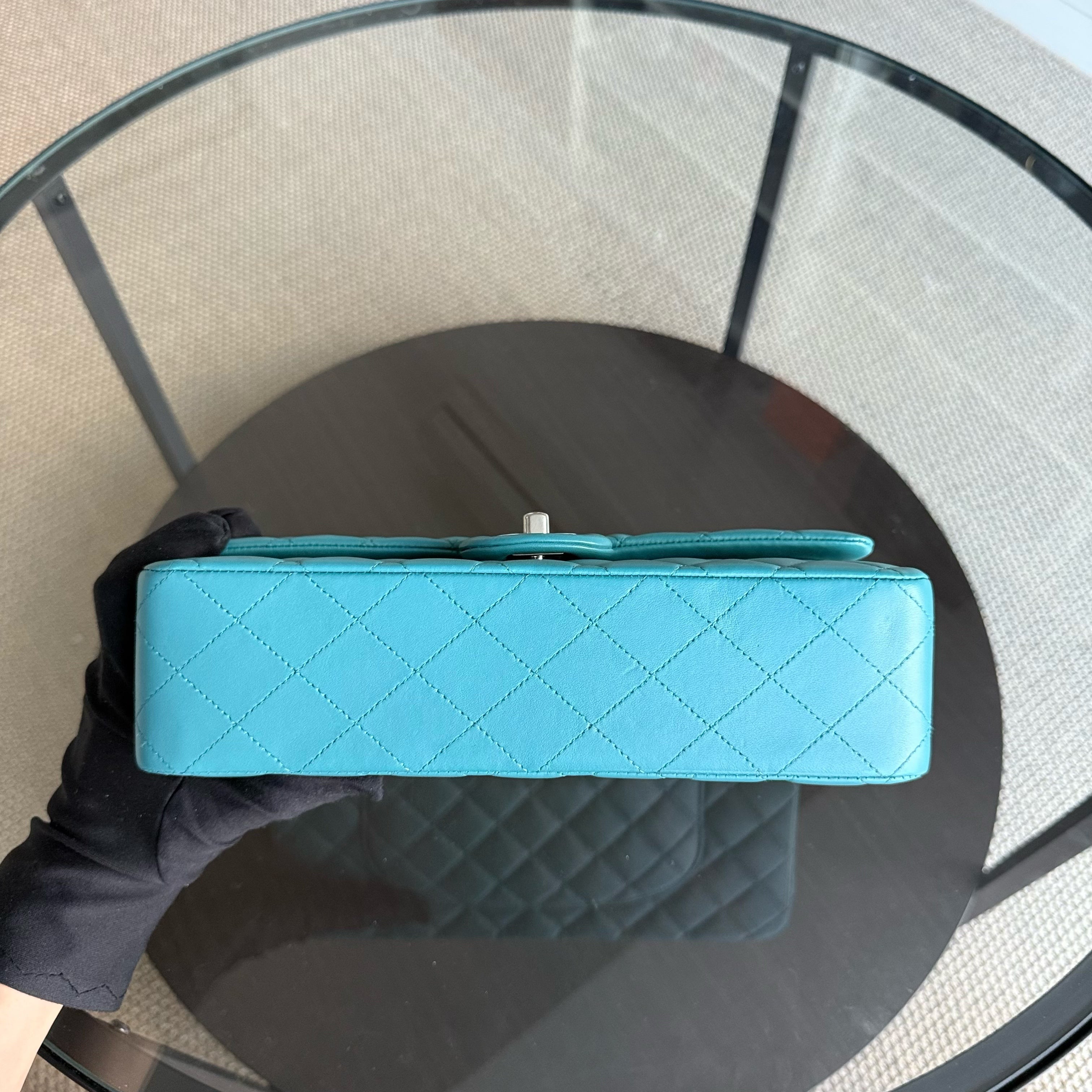 Chanel Classic Flap Medium - 25CM Quilted Lambskin Blue Silver Hardware Series 20