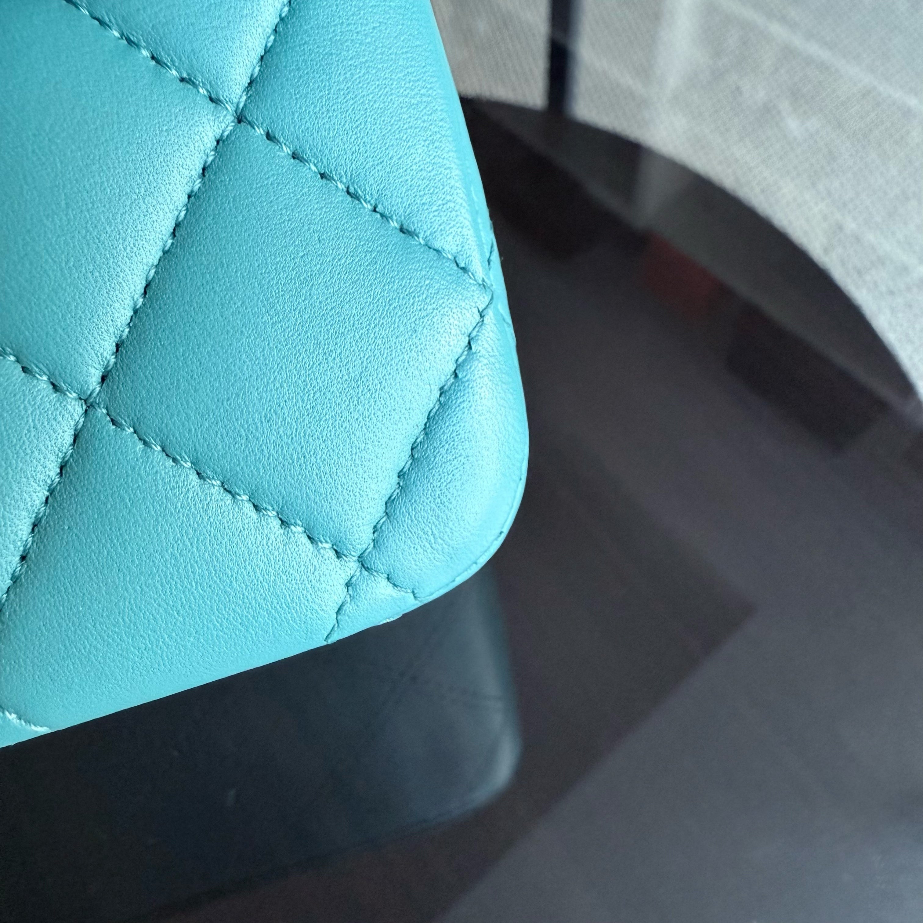 Chanel Classic Flap Medium - 25CM Quilted Lambskin Blue Silver Hardware Series 20