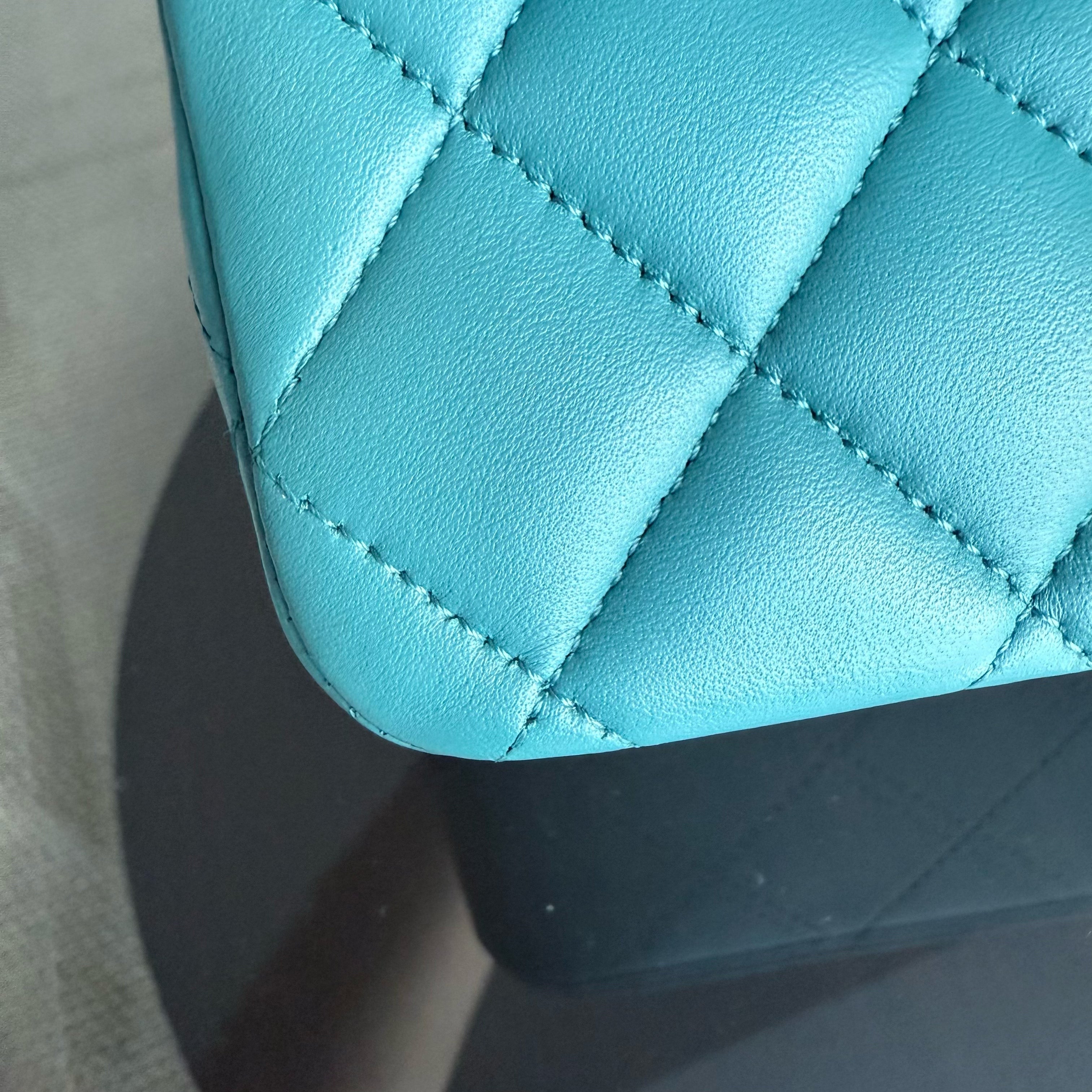 Chanel Classic Flap Medium - 25CM Quilted Lambskin Blue Silver Hardware Series 20