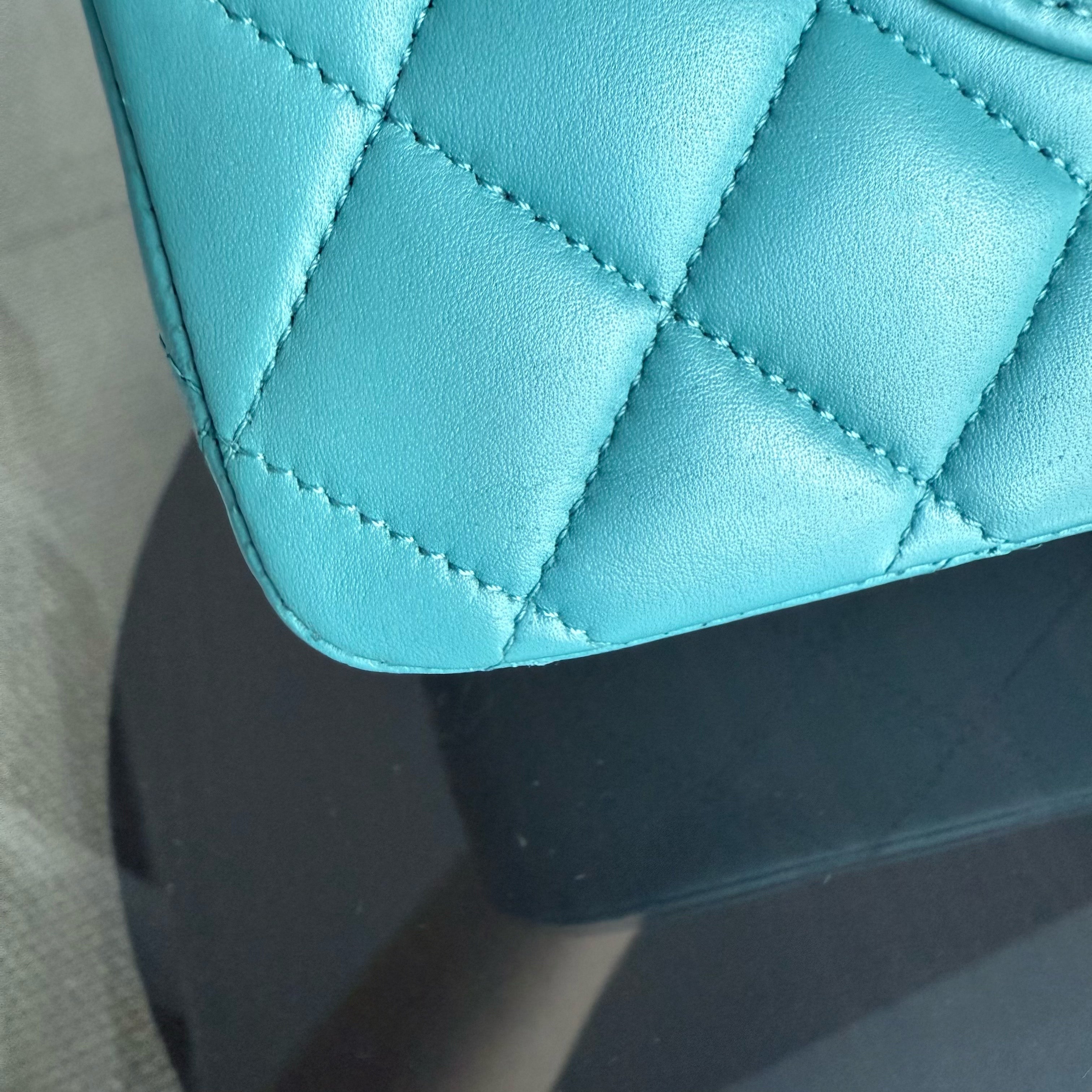 Chanel Classic Flap Medium - 25CM Quilted Lambskin Blue Silver Hardware Series 20