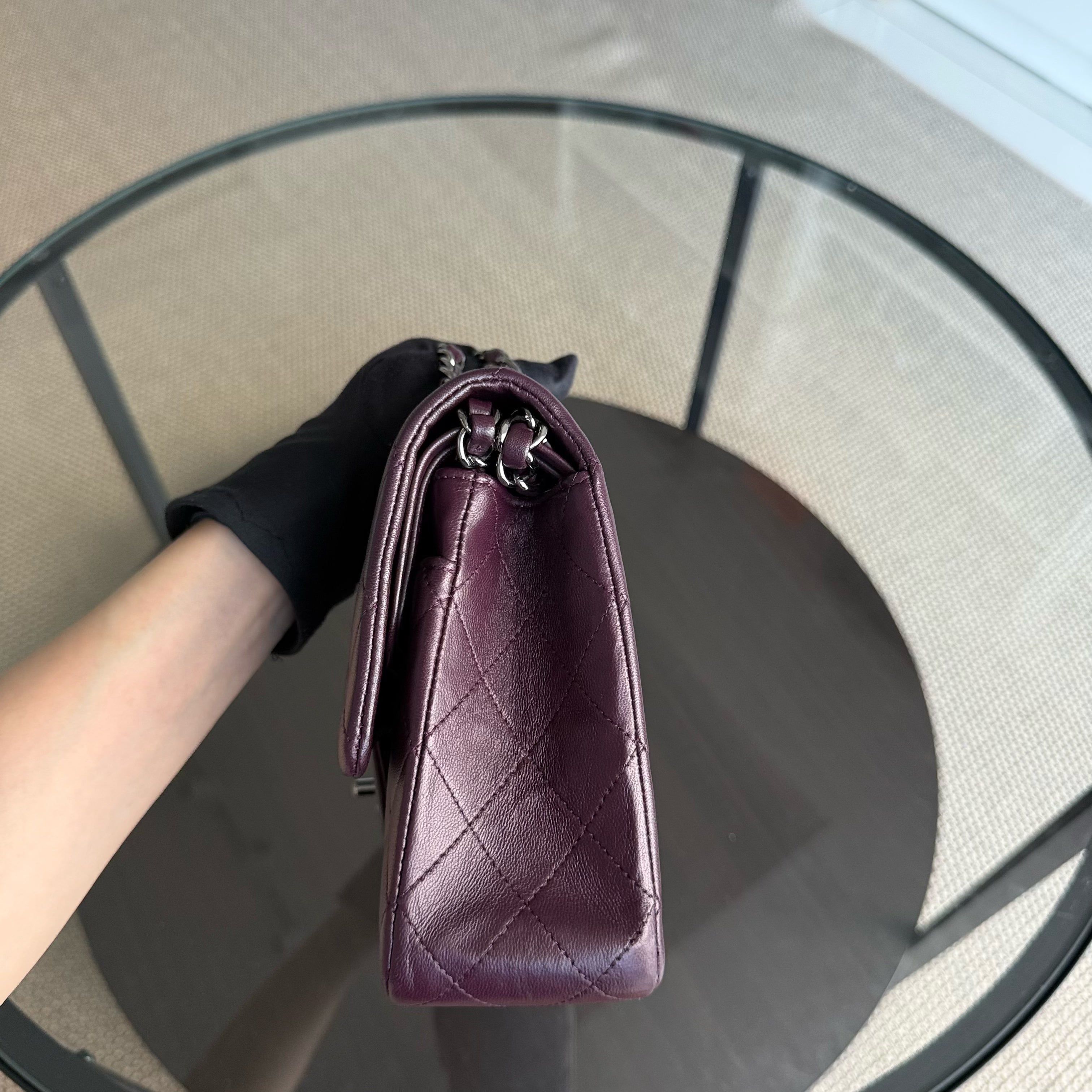 Chanel Classic Flap Medium - 25CM Quilted Lambskin Purple Black Hardware Series 15