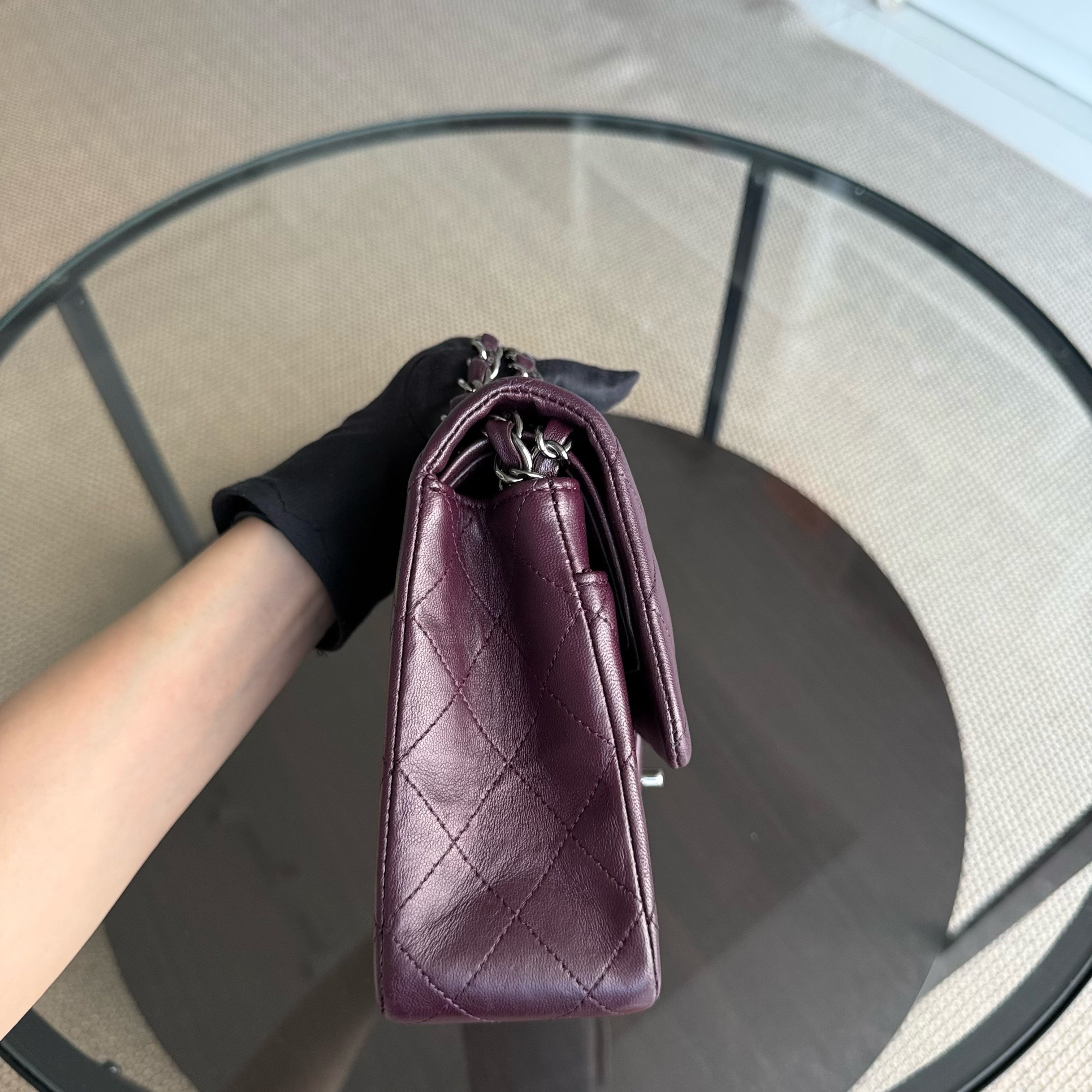 Chanel Classic Flap Medium - 25CM Quilted Lambskin Purple Black Hardware Series 15