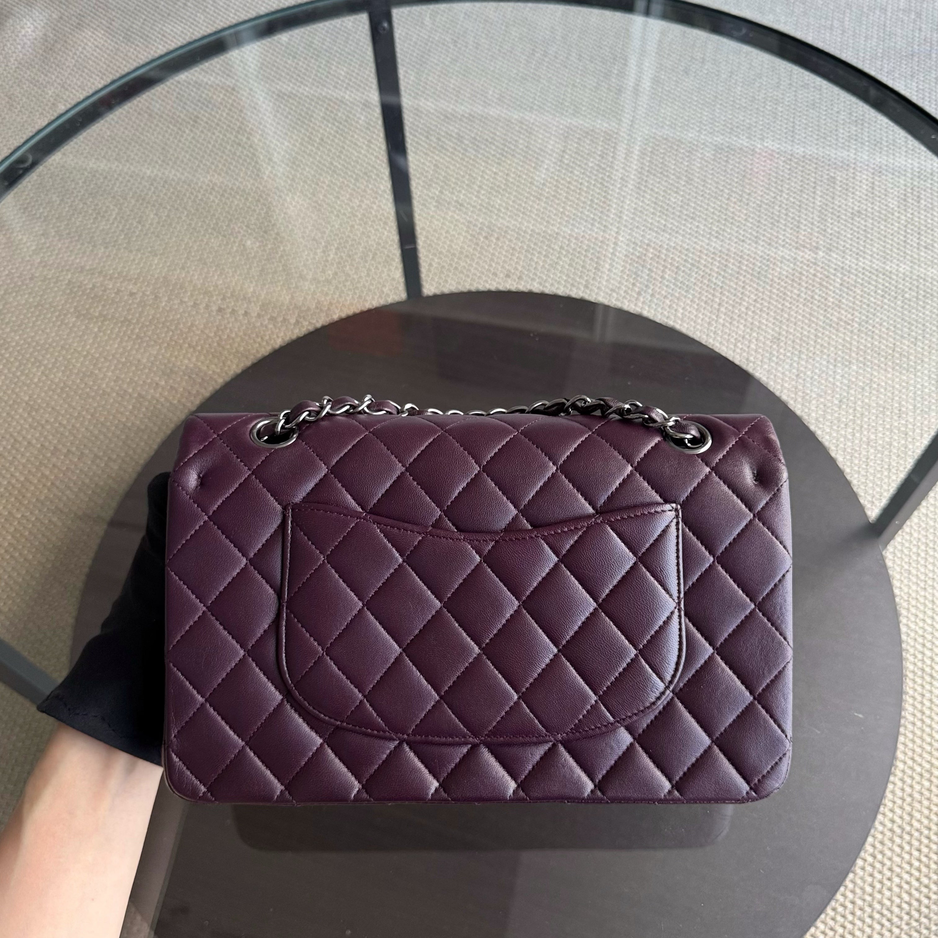 Chanel Classic Flap Medium - 25CM Quilted Lambskin Purple Black Hardware Series 15