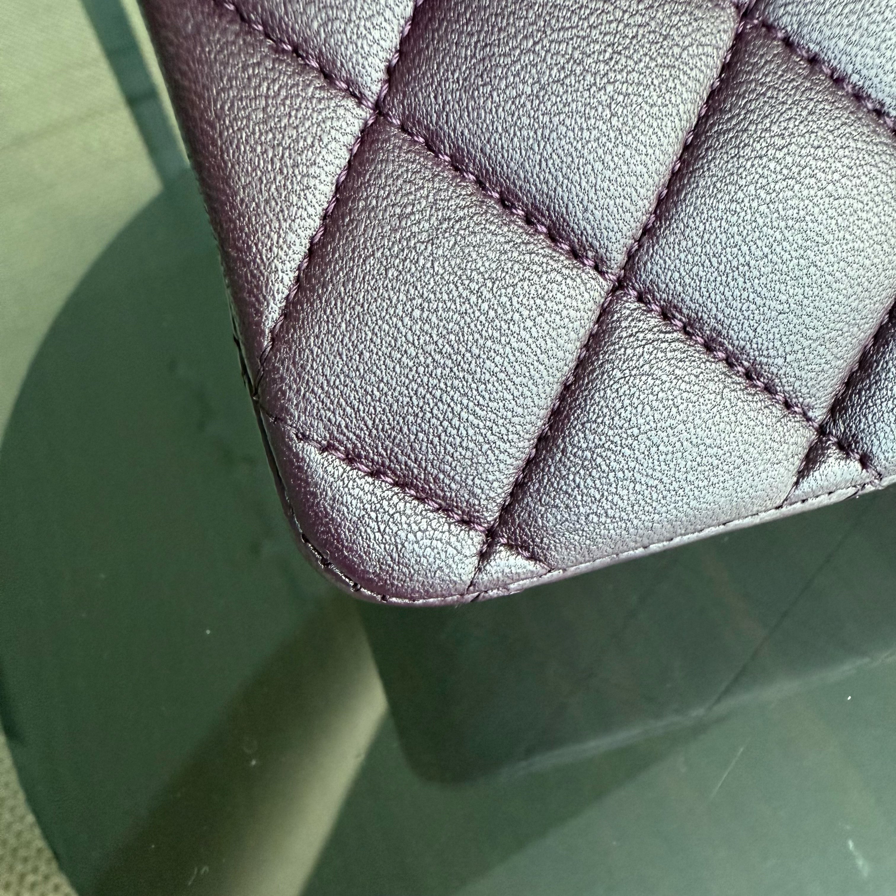 Chanel Classic Flap Medium - 25CM Quilted Lambskin Purple Black Hardware Series 15